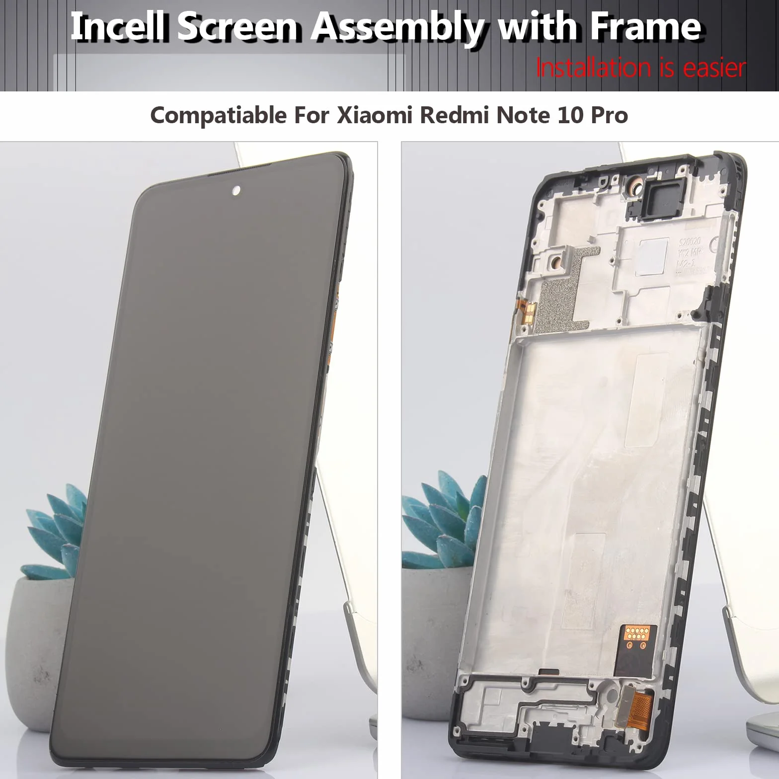 6,67 cala ekran dotykowy LCD dla Xiaomi Redmi Note 10 Pro 4G Kompletny ekran z czarną obudową + narzędzie instalacyjne + Redmi Note 10 Pro 4G szkło hartowane