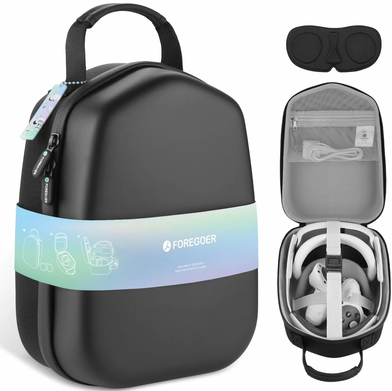 FOREGOER Torba do przenoszenia Meta Quest 3/Oculus Quest 2/Vision Pro, czarny, Modny