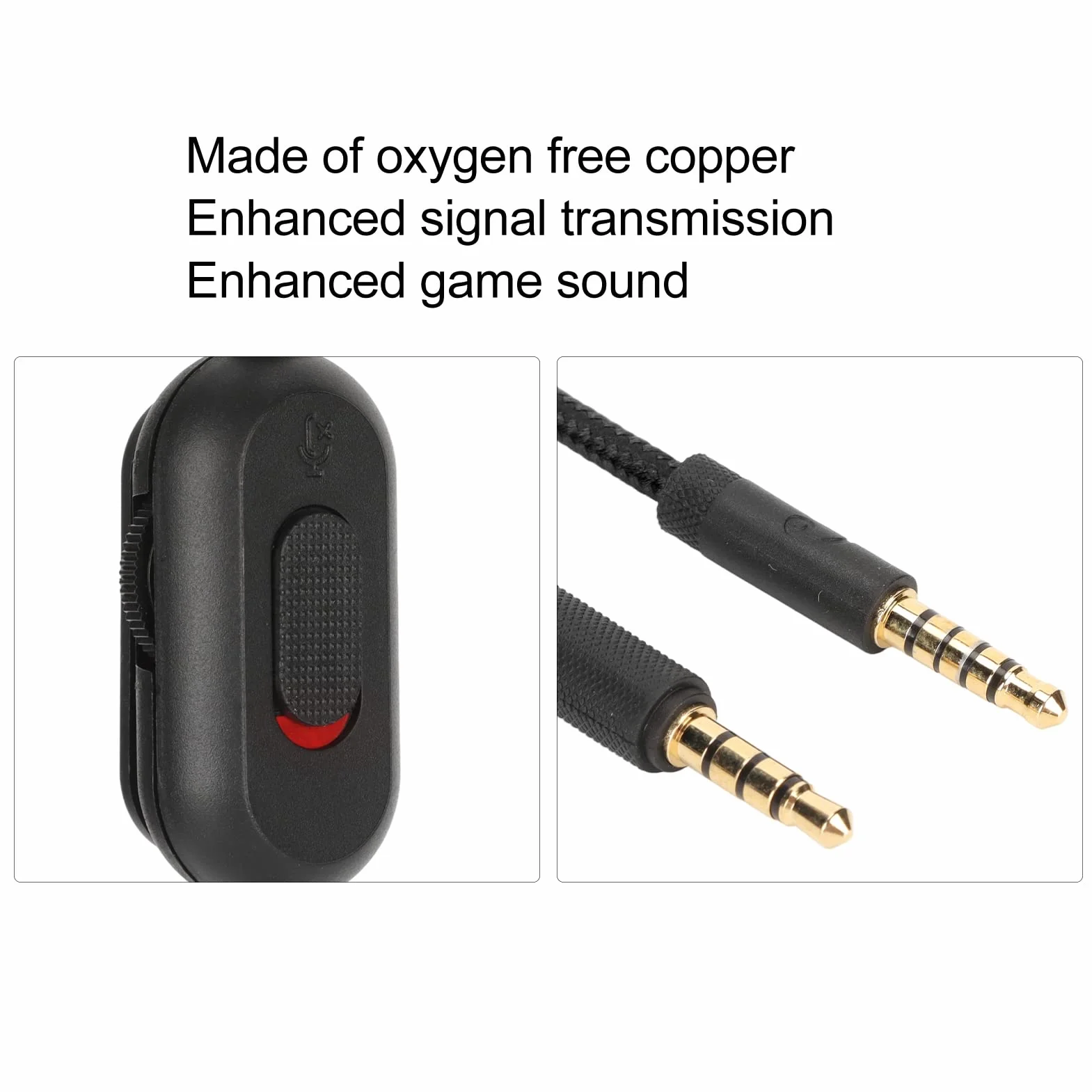 Tkany kabel do słuchawek do gier, z regulacją głośności i przełącznikiem wyciszenia, zamiennik kabla audio Aux, kompatybilny z G Pro G Pro X G433 G233 (czarny)