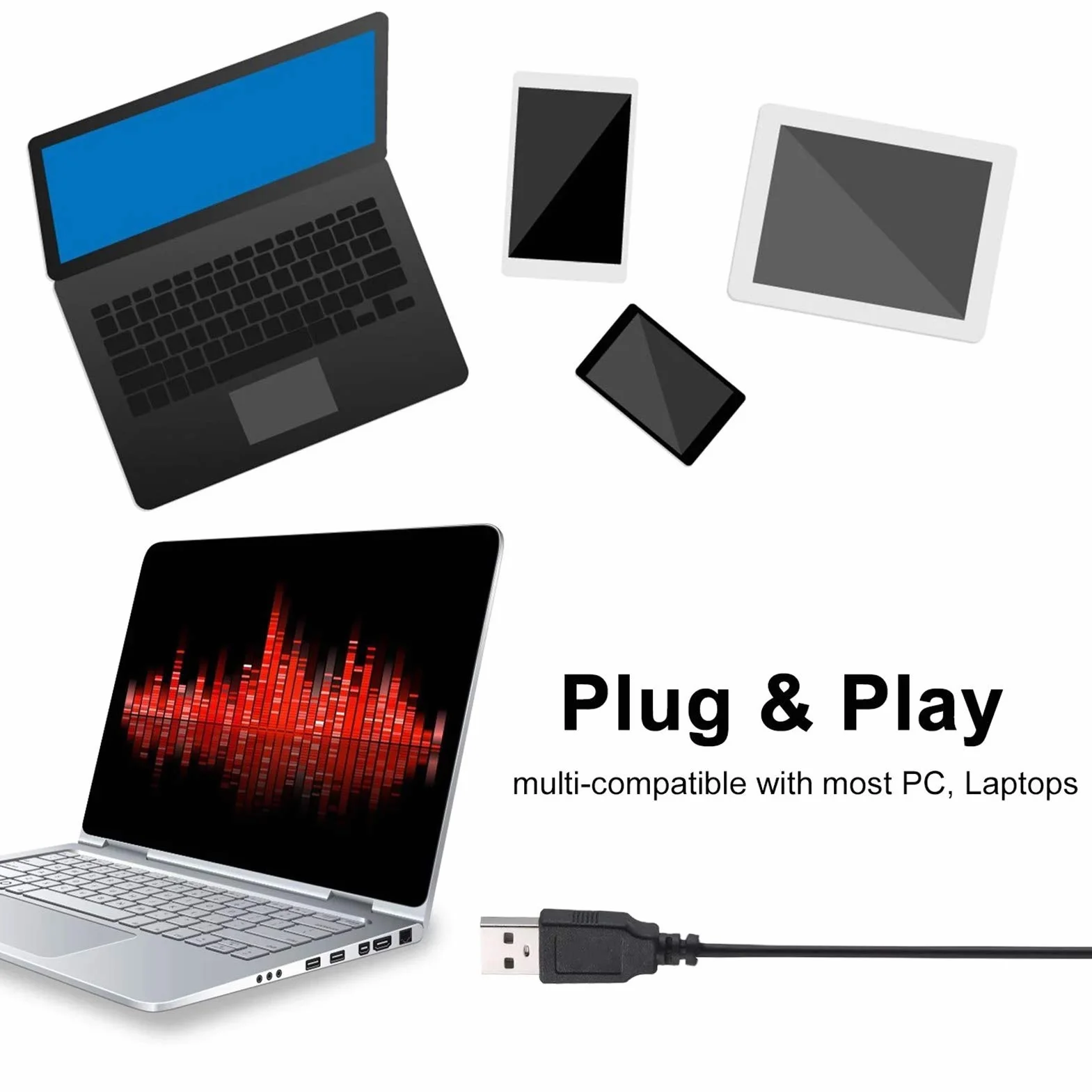 Mikrofon Komputerowy USB, Wielokierunkowy Mikrofon USB PC Typu Plug & Play, Mikrofon do Gier Biurowych do Transmisji na żywo, MSN, SKYPE, Wideokonferencja, śpiew, Nagrywanie(M-588)