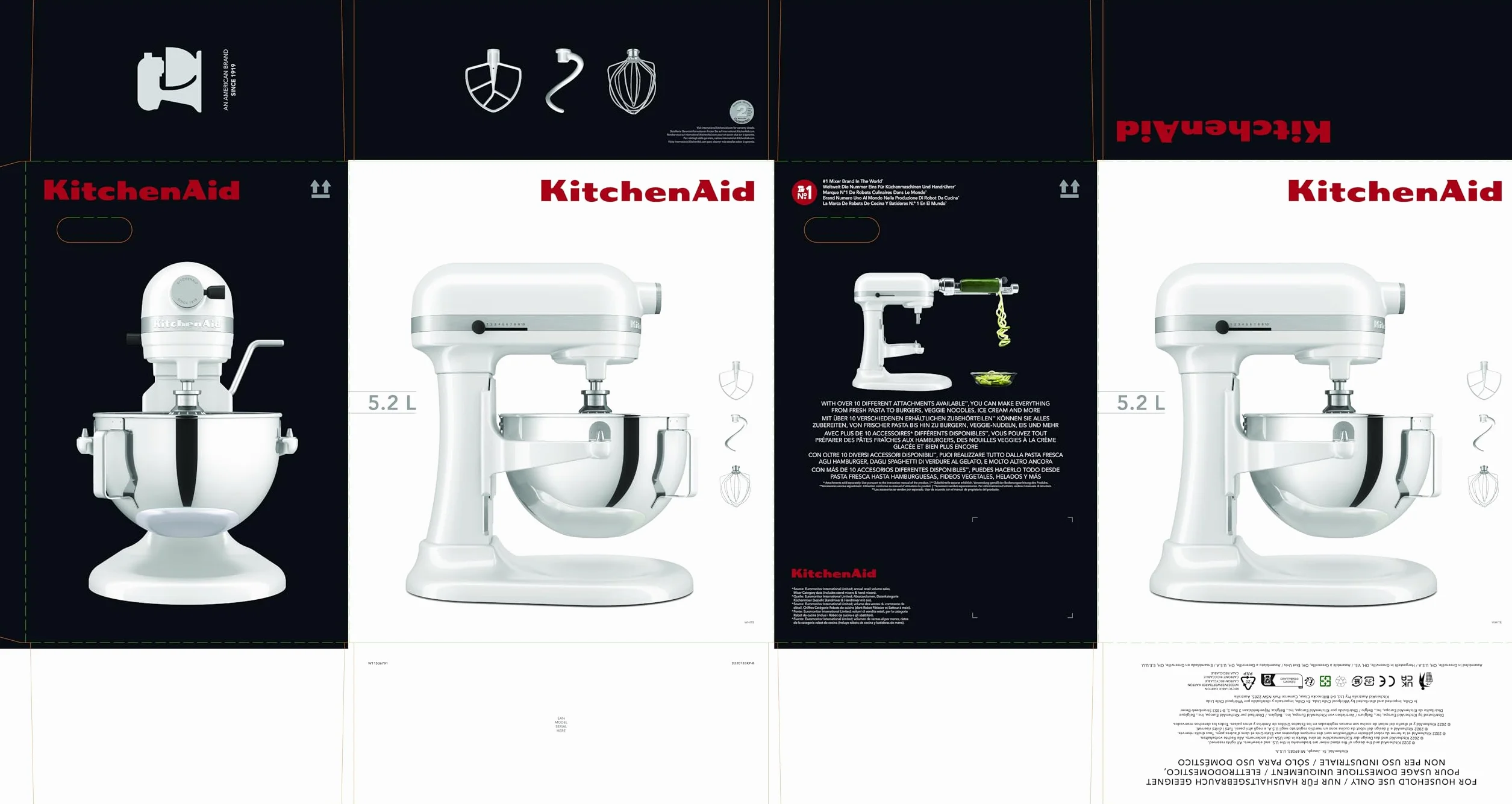 KitchenAid KSM55SXXEWH Planeta Mikser 5,2 l Biały Heavy Duty