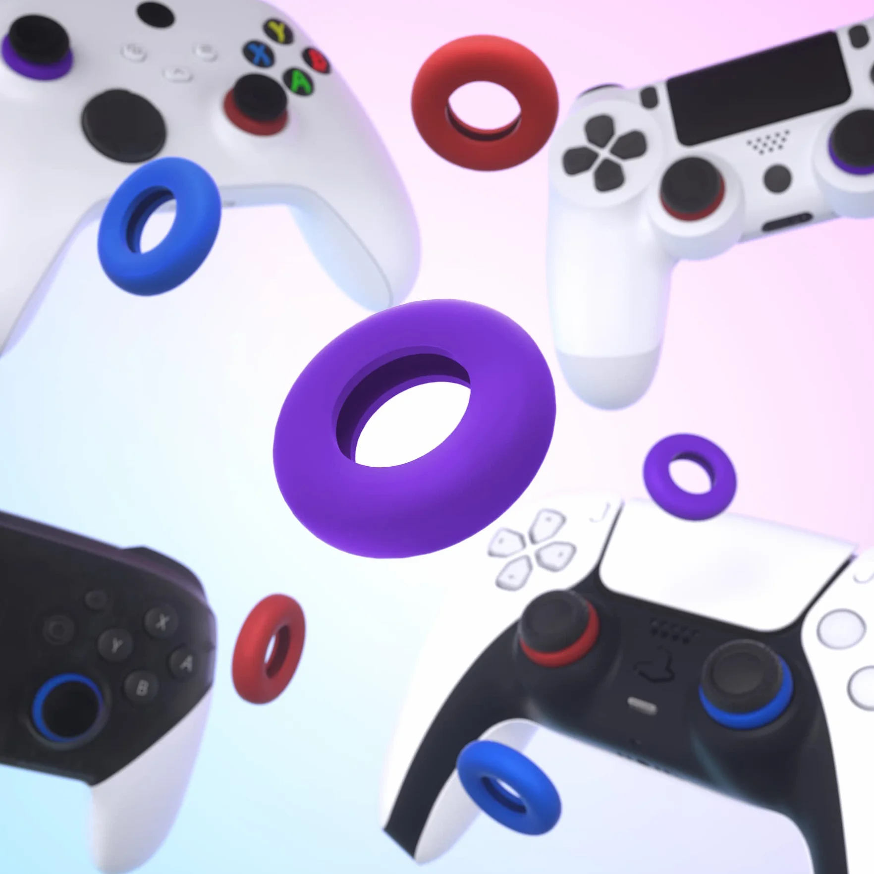 PlayVital 3 par Precision Rings do ps5/ps4 BuffeRings Silikonowe Pierścienie Assist Amortyzatory Thumbsticka do Xbox Series/One X S,do Xbox 360,do Switch Pro,do Steam Deck