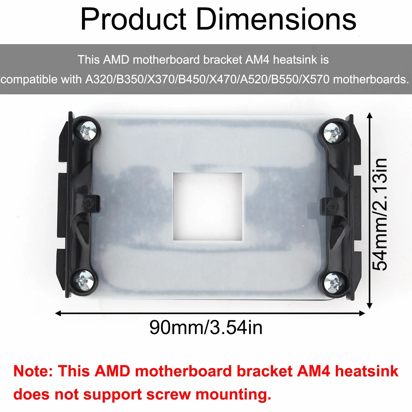 Płyta Tylna do AM4 AMD, 90x54mm Otwory Montażowe Płyty Głównej Wytrzymała Uchwyt Radiatora Procesora Płyta Montażowa Chłodzenia Wentylatora Zgodna z Gniazdem AMD