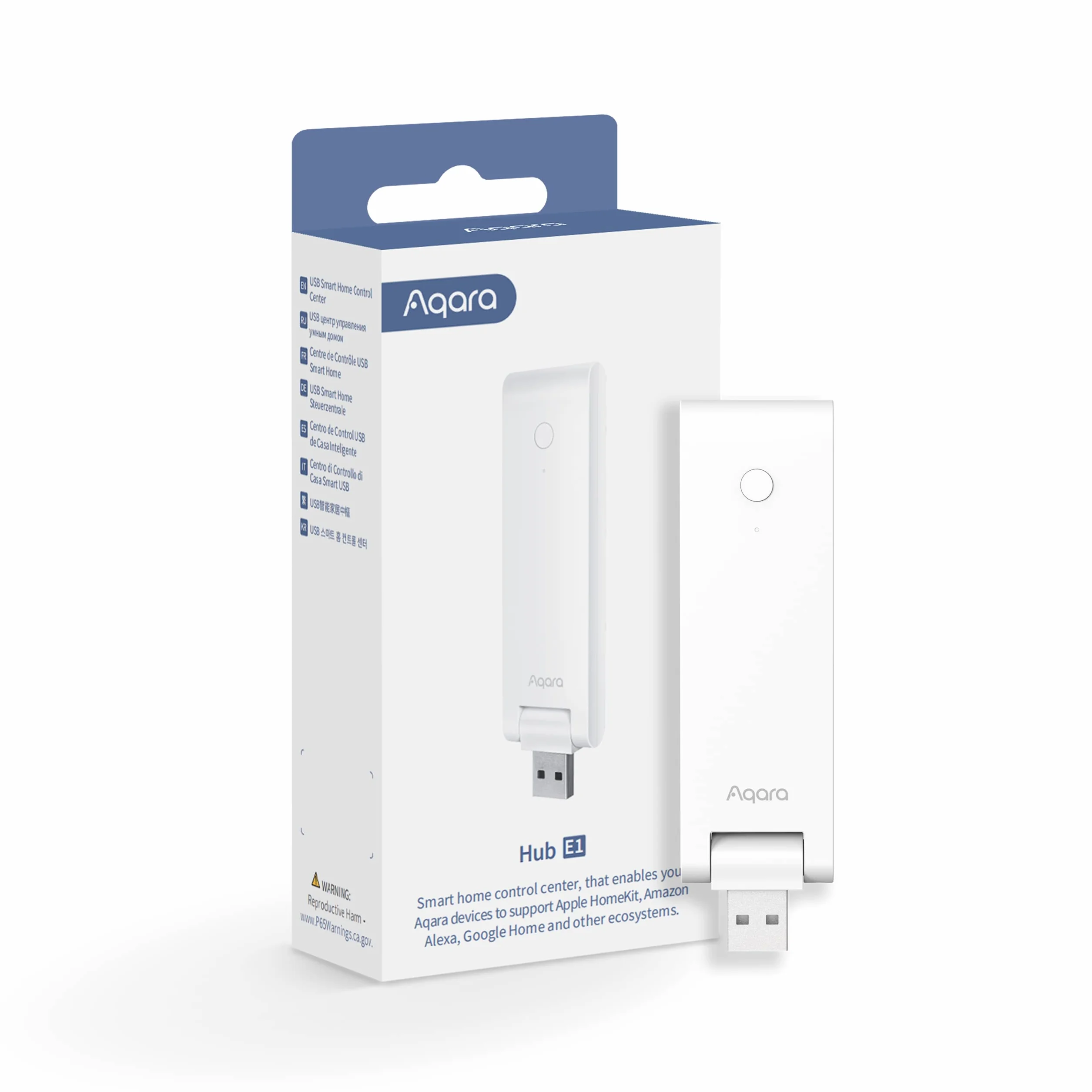 Aqara Hub E1 (Wymagana sieć Wi-Fi 2,4 GHz), Zasilanie USB-A, Zigbee 3.0, Pełni Rolę Wzmacniacza Wi-Fi (hotspot) Dla maksymalnie 2 Urządzeń, Wspiera HomeKit, Alexa, Asystenta Google, IFTTT
