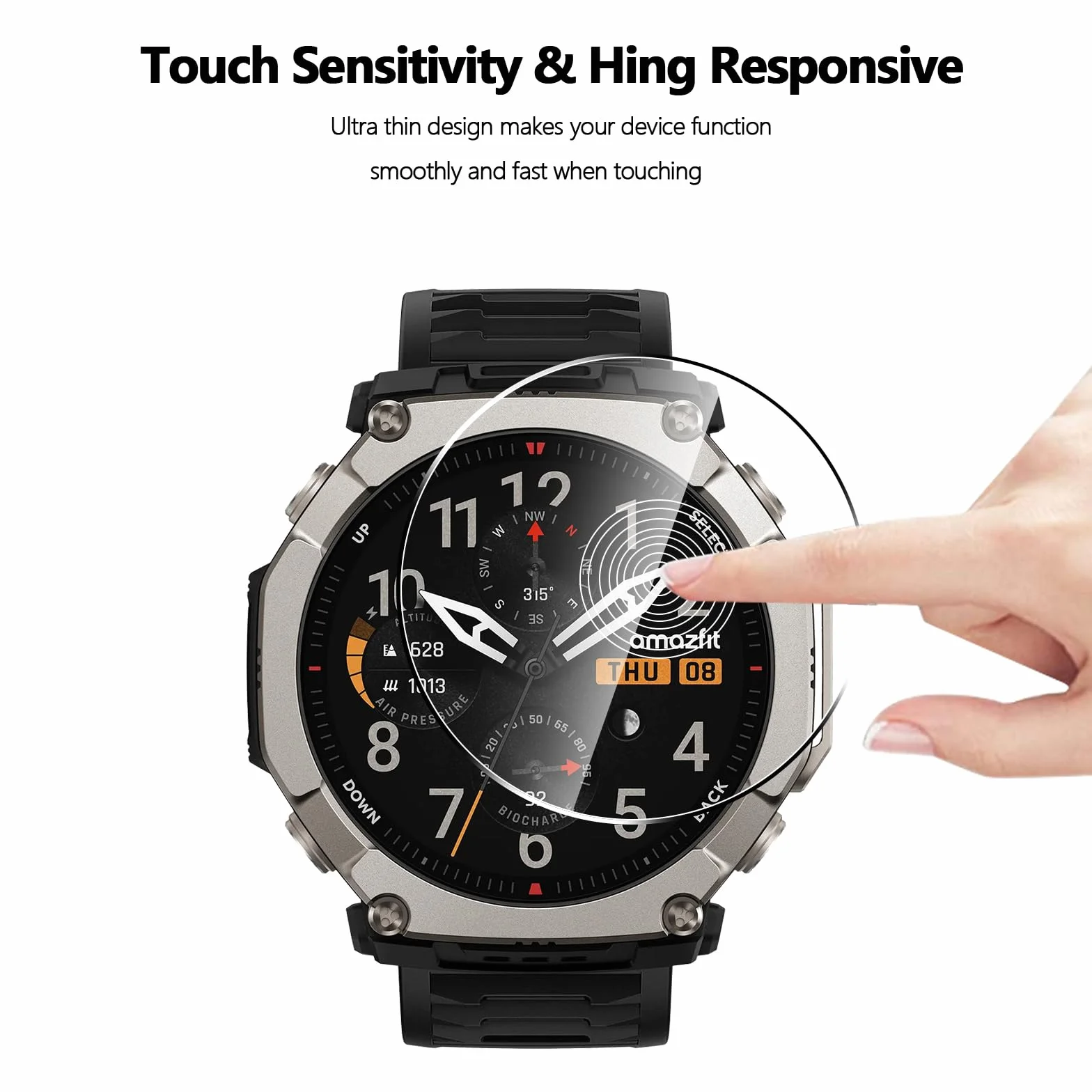 Anoowkoa Zestaw 4 ochraniaczy ekranu do Amazfit T-Rex Ultra 2 51 mm Premium Hartowane szkło ochronne osłona na ekran - bardzo łatwa instalacja