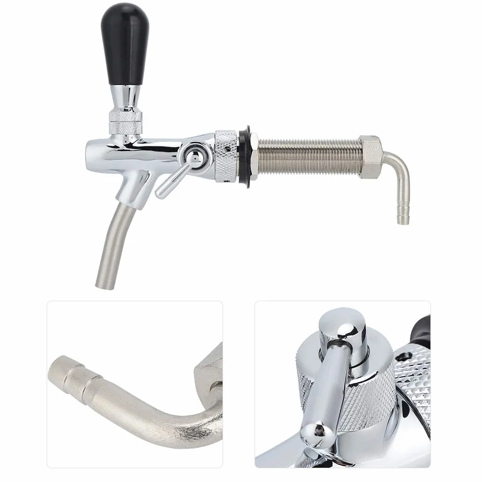 DEWIN Regulowany kran do piwa, gwint G5/8", długi trzon, regulowany kranik do piwa, dozownik narzędzia do wina, akcesoria do warzenia domu