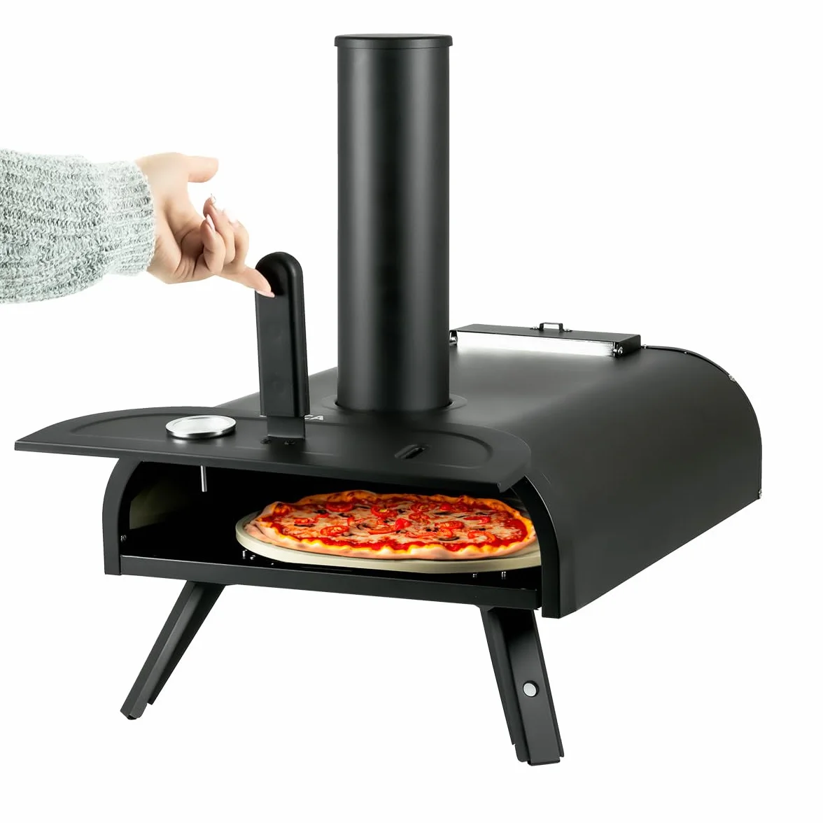 JOCCA - Piekarnik do pizzy ze stali nierdzewnej akcesoria do grillowania/bez montażu/pizzy w 4 min/uchwyty transportowe