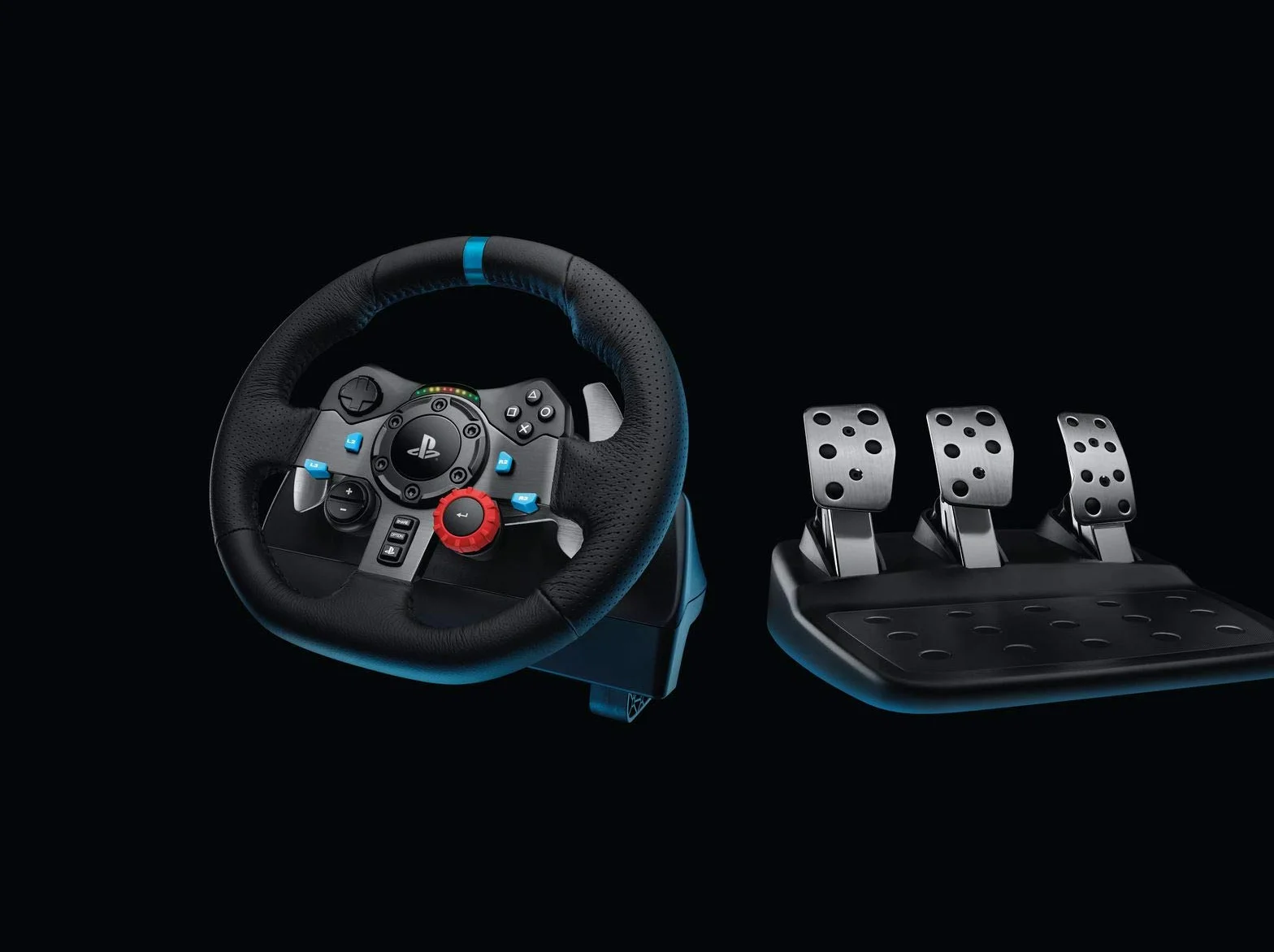 Logitech G G29 Driving Force Racing Wheel Kierownica wyścigowa i pedały podłogowe, realne siłowe sprzężenie zwrotne, łopatki zmiany biegów, PS5, PS4, PC/Mac - Czarny