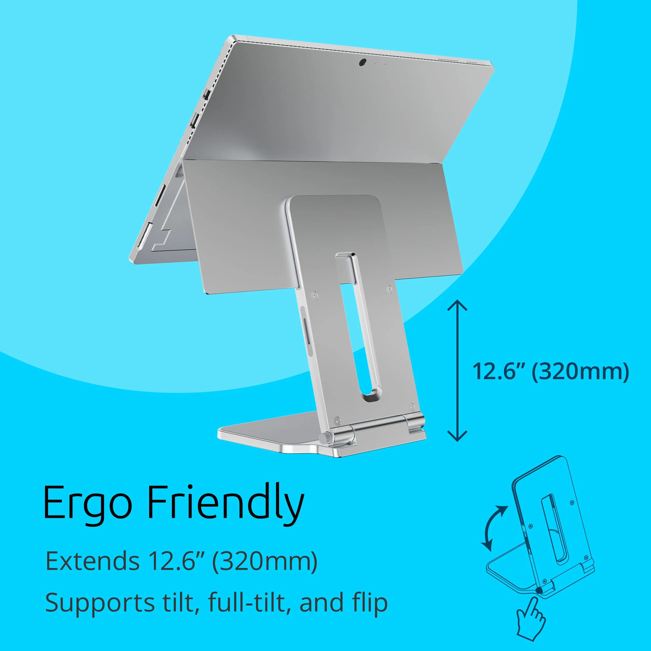 Podstawka pod laptopa Kensington stworzona we współpracy z Microsoft, 126,4 x 139,4 x 193 mm. Antypoślizgowa i amortyzująca powierzchnia, stworzona dla Surface Pro i Surface Go (K58277WW)