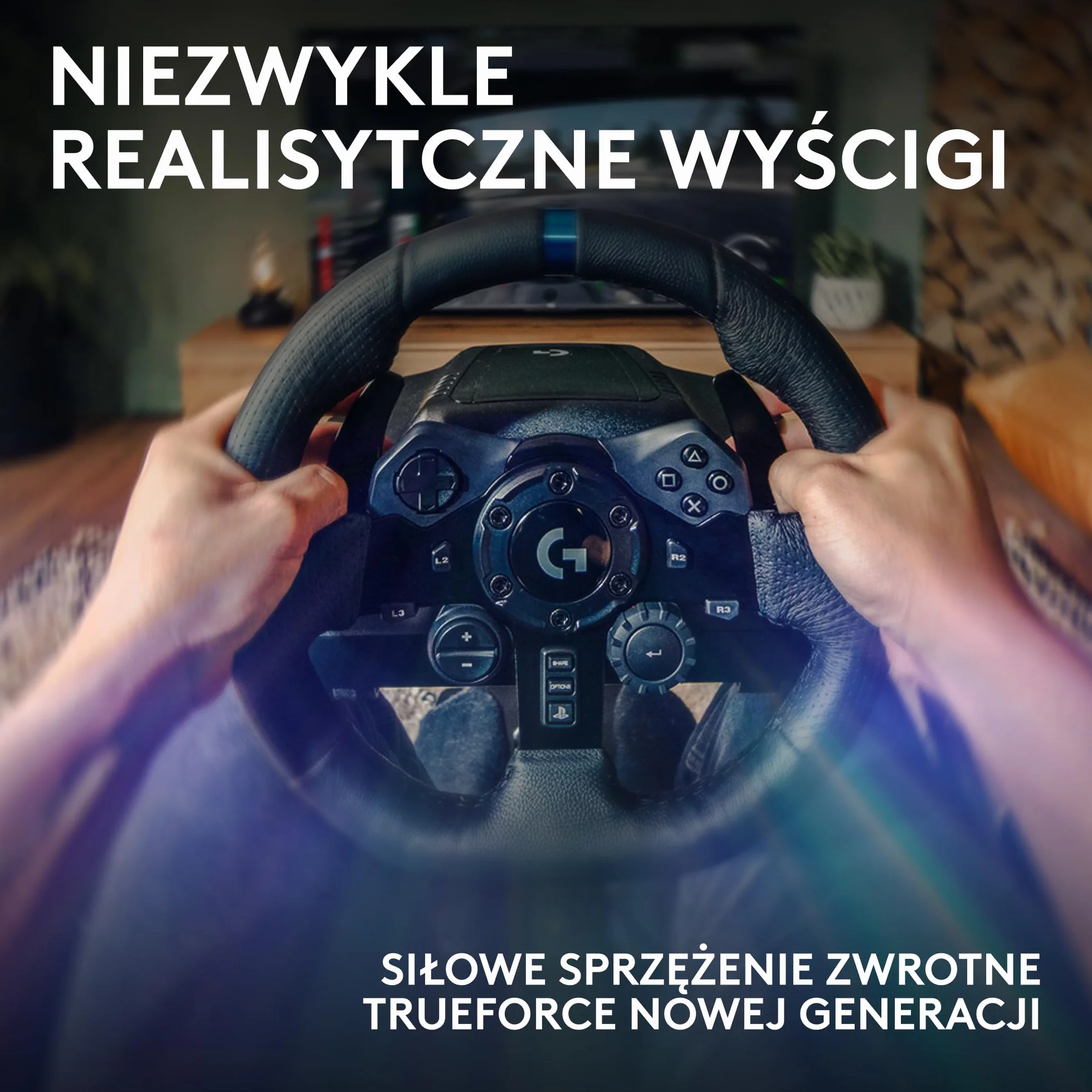 Logitech G G923 Kierownica wyścigowa i pedały, siłowe sprzężenie zwrotne TRUEFORCE 1000 Hz, PS5, PS4, PC, Mac - Czarny