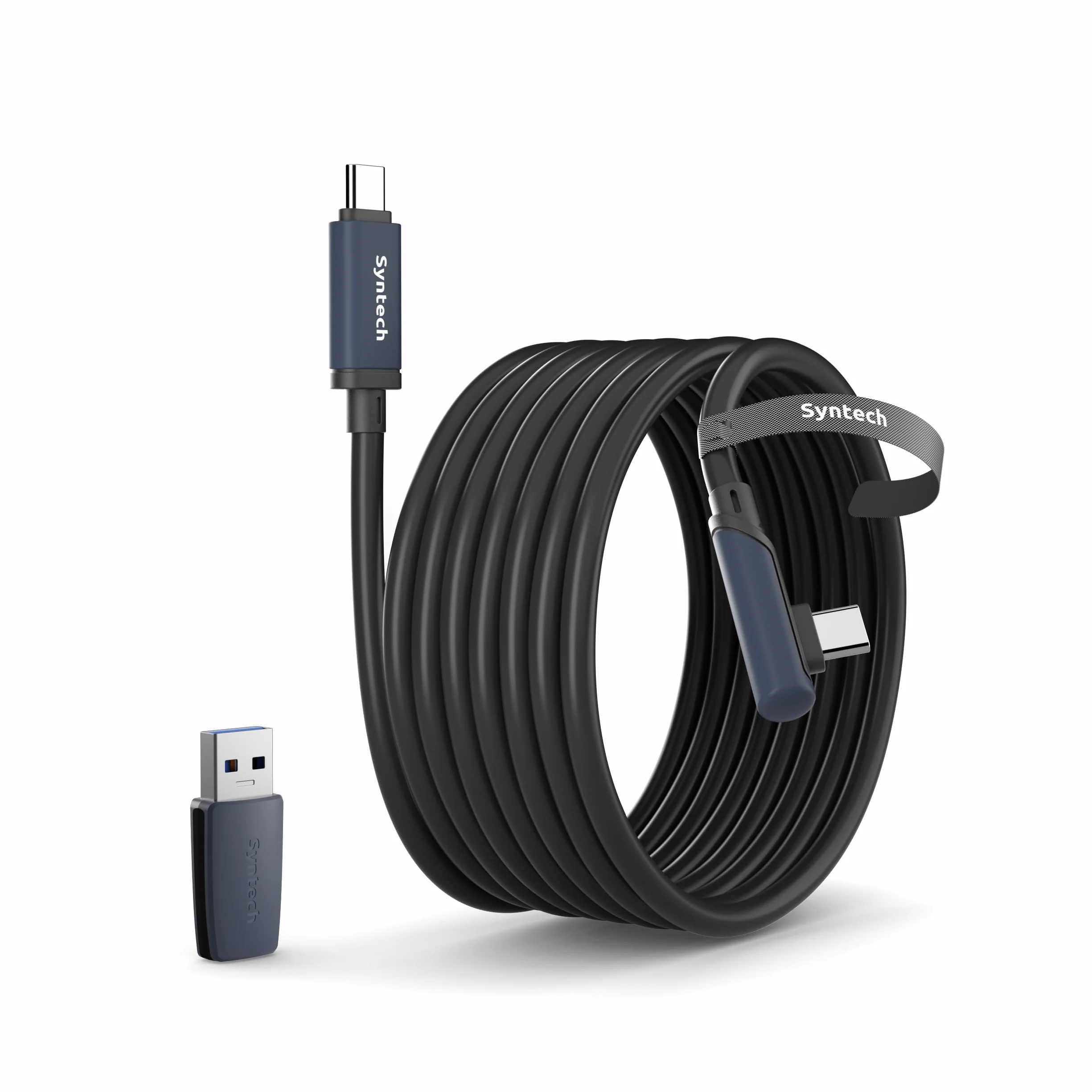 Syntech Kabel łączący kompatybilny z Meta/Oculus Quest 3S/Quest 3/Quest2/Pro/Pico 4/Ultra oraz PC/SteamVR, 5 metrów, ulepszony kabel z adapterem USB 3.0, szybki przewód do przesyłania danych do kasku