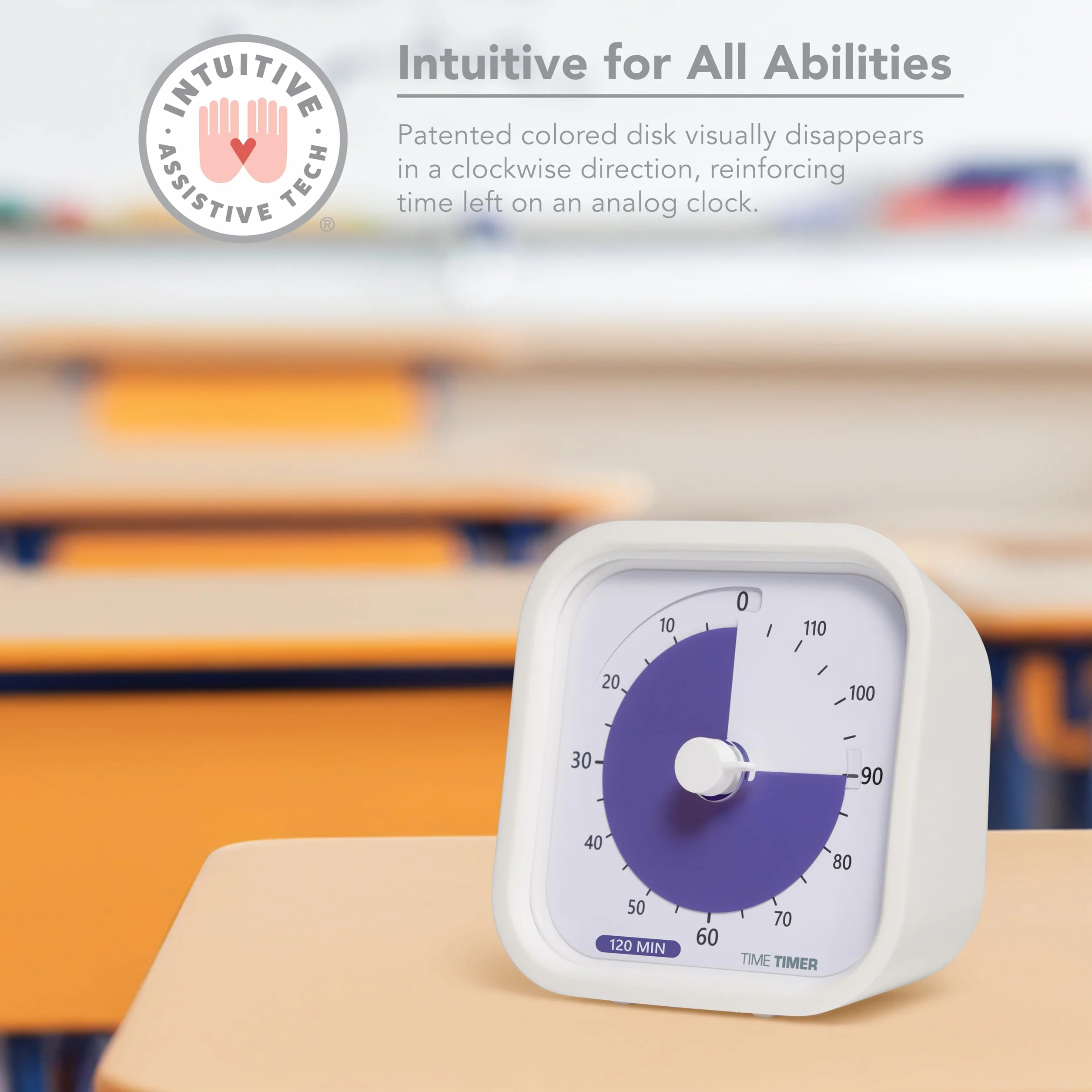 TIME TIMER 120 Minute Mod Education Edition - Timer wizualny, zegar egzaminacyjny, narzędzie do nauki (biały)