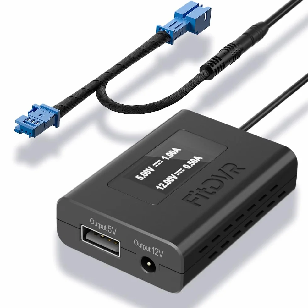 Dashcam Adapter (3-Pin) kompatybilny z Citroen Peugeot i DS, wyświetlacz LED Zasilanie USB, Podłącz do lusterka tylnego widzenia (czujnik deszczu), wyjście 5V 12V, Łatwe w instalacji, D3-037