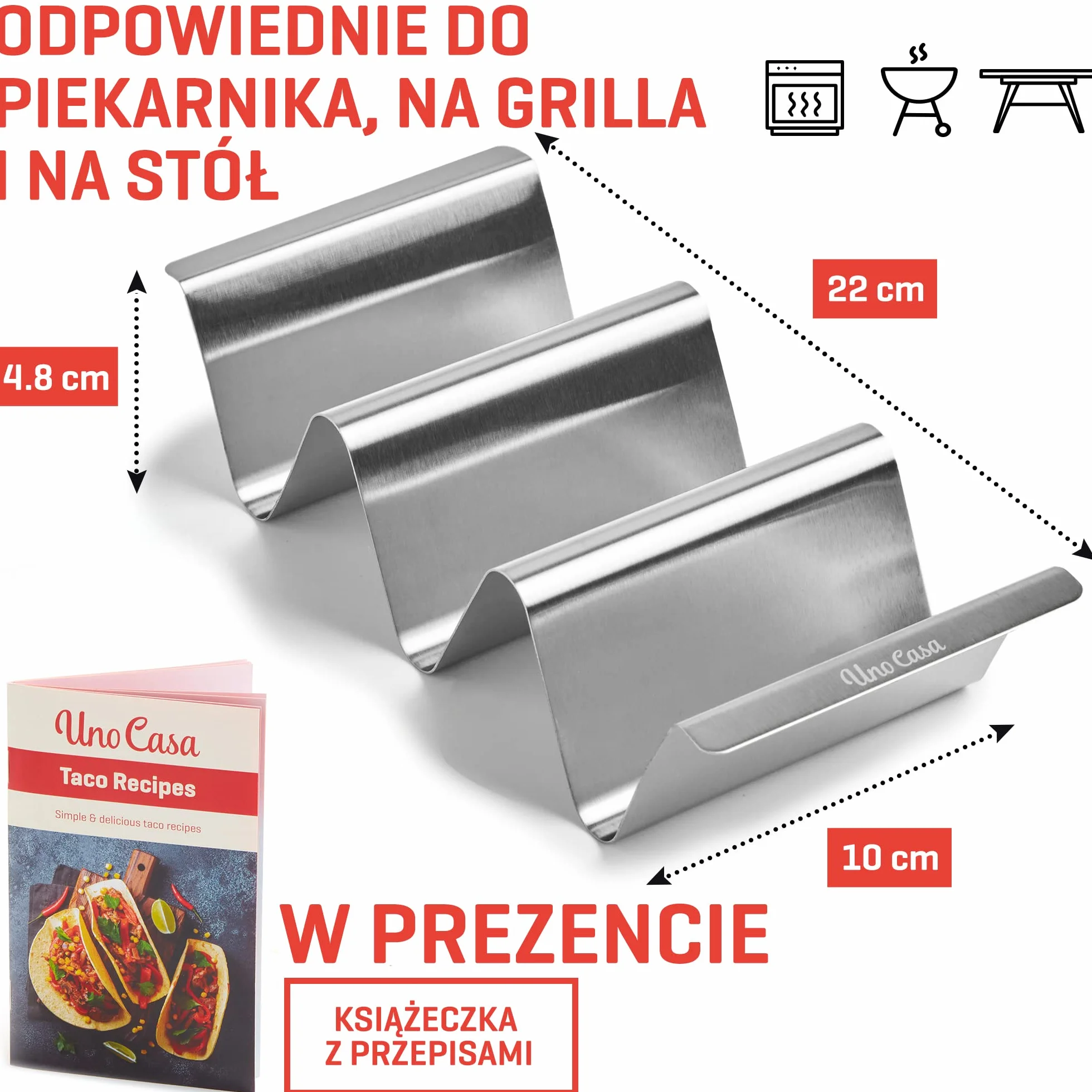 Uno Casa metalowy stojak na tacos zestaw 6 sztuk
