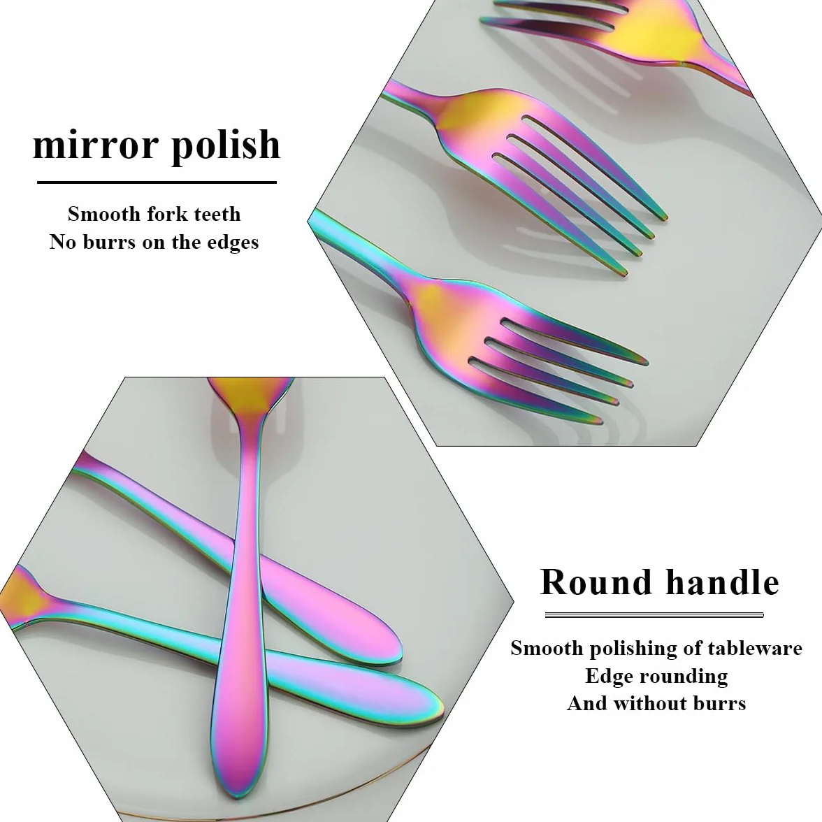 Kyraton Rainbow Dessert Forks 12 sztuk 14 cm stal nierdzewna pokryta tytanem Rainbow Dessert Forks, Cake Forks, Fruit Forks, Fork Silverware