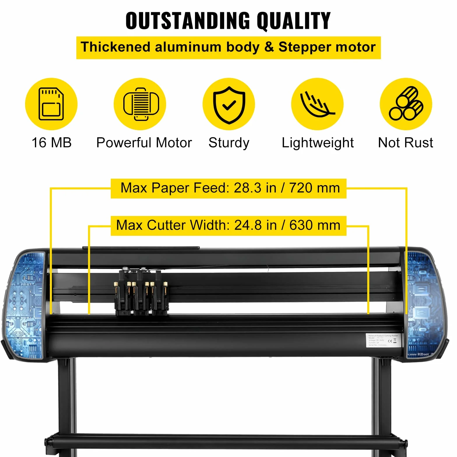 VEVOR Plotter do cięcia winylu 720 mm z oprogramowaniem SignMaster, maszyna do cięcia winylu, wysokiej precyzji panel cyfrowy LED interfejs USB i COM Pięć rolek do wycinania