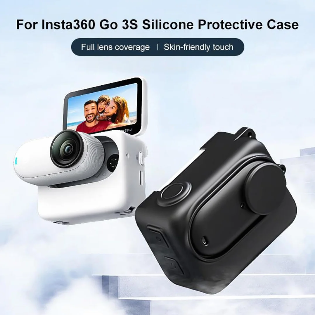 PULUZ Etui ochronne do Insta360 GO 3S pudełko do ładowania aparatu, silikonowa osłona z osłoną obiektywu i paskiem, akcesoria do kamer akcji Insta 360 GO 3S