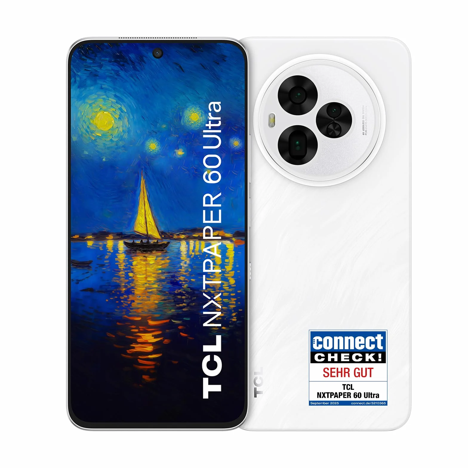 TCL NXTPAPER 60 Ultra 5G smartfon z systemem Android, wyświetlacz 7,2 cala FHD+ 120 Hz NXTPAPER, 12 GB RAM + 512 GB ROM, smartfon z ochroną oczu, akumulator 5000 mAh, biały księżycowy, z klapką i