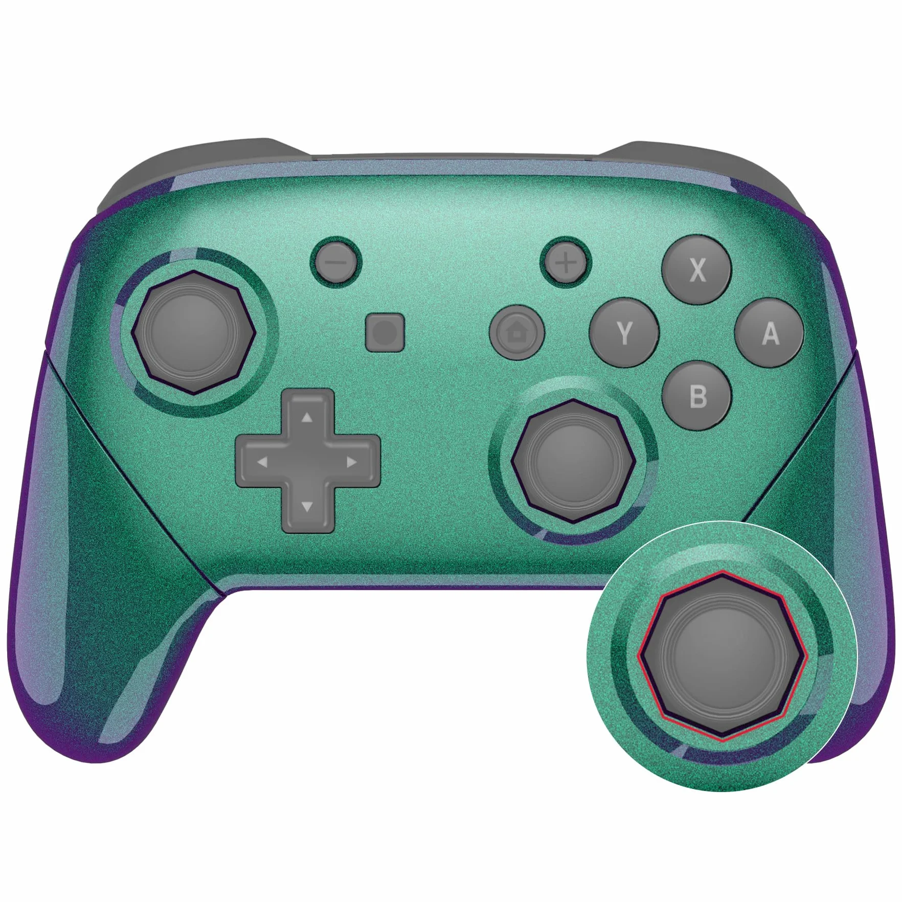 eXtremeRate Kameleon Zielony Fioletowy Faceplate Backplate Handles Cover dla Switch Pro Controller