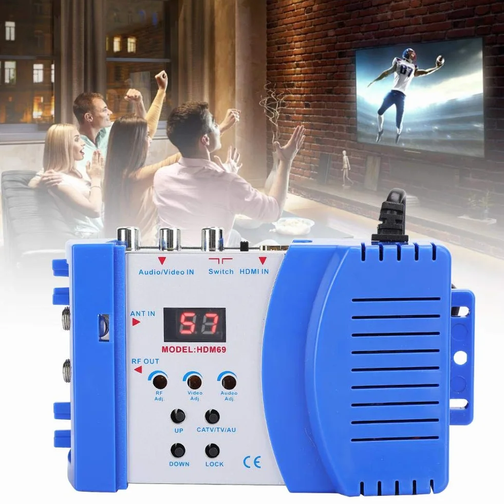 Profesjonalny modulator cyfrowy HDM69 Modulator RF HDMI Konwerter AV RF PAL Standardowy modulator NTSC VHF UHF Częstotliwość robocza dla odbiornika satelitarnego (wtyczka EU 100-240 V)