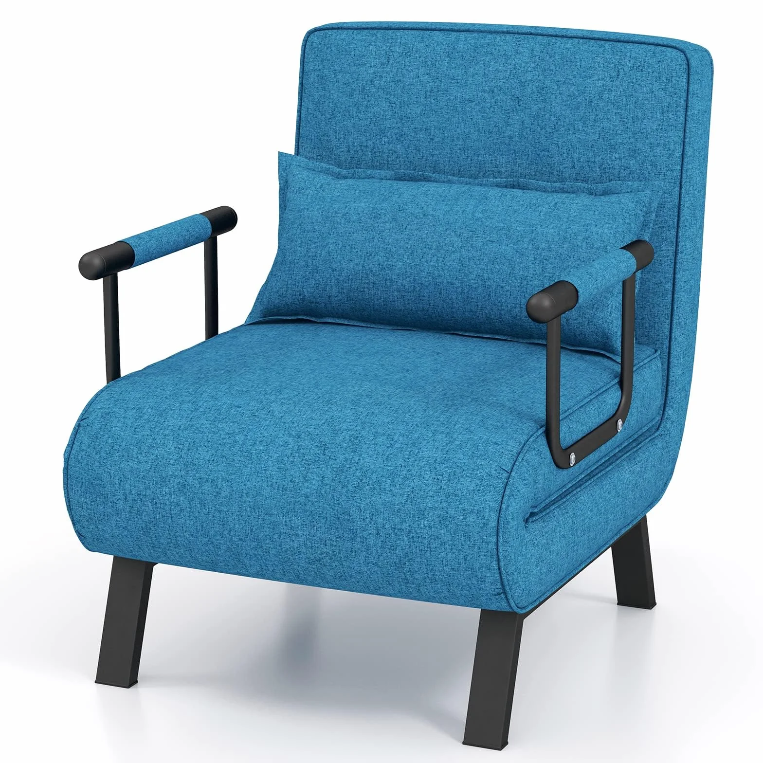 COSTWAY 4 w 1 rozkładana sofa z funkcją spania, rozkładana sofa z regulowanym oparciem i zdejmowaną poduszką, rozkładany fotel, rozkładana sofa, rozkładana sofa z metalową ramą, obciążenie do 150 kg (