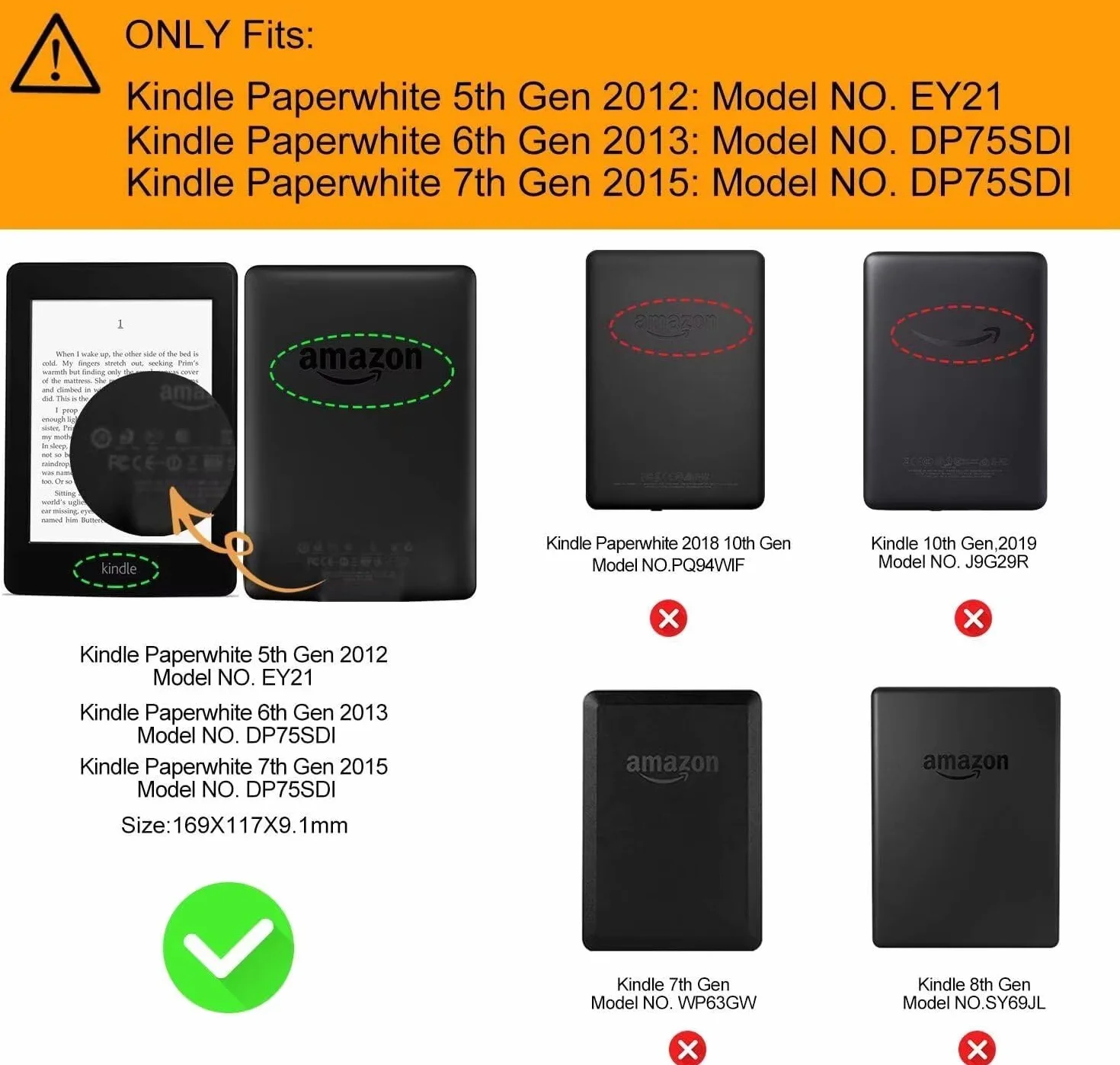 MOKASE Etui Compatible with 6 cal Kindle Paperwhite (Pasuje do Wersji 2012,2013,2015,2016), Numer Modelu: EY21/DP75SDI, Wąski Twardy Pokrowiec Ochronny z Funkcją Inteligent Wake/Sleep, Mint