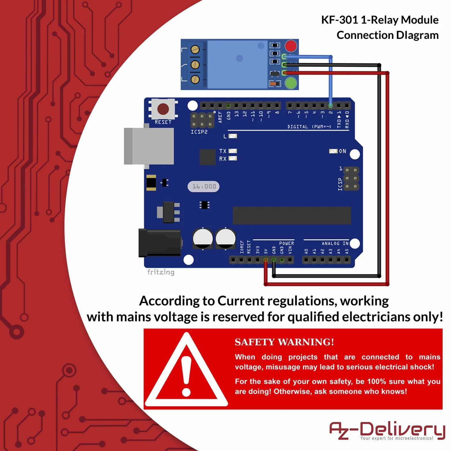 AZDelivery 1-przekaźnik 5V KF-301 moduł wyzwalacza niskopoziomowego kompatybilny z Arduino i Raspberry Pi wraz z e-bookiem!