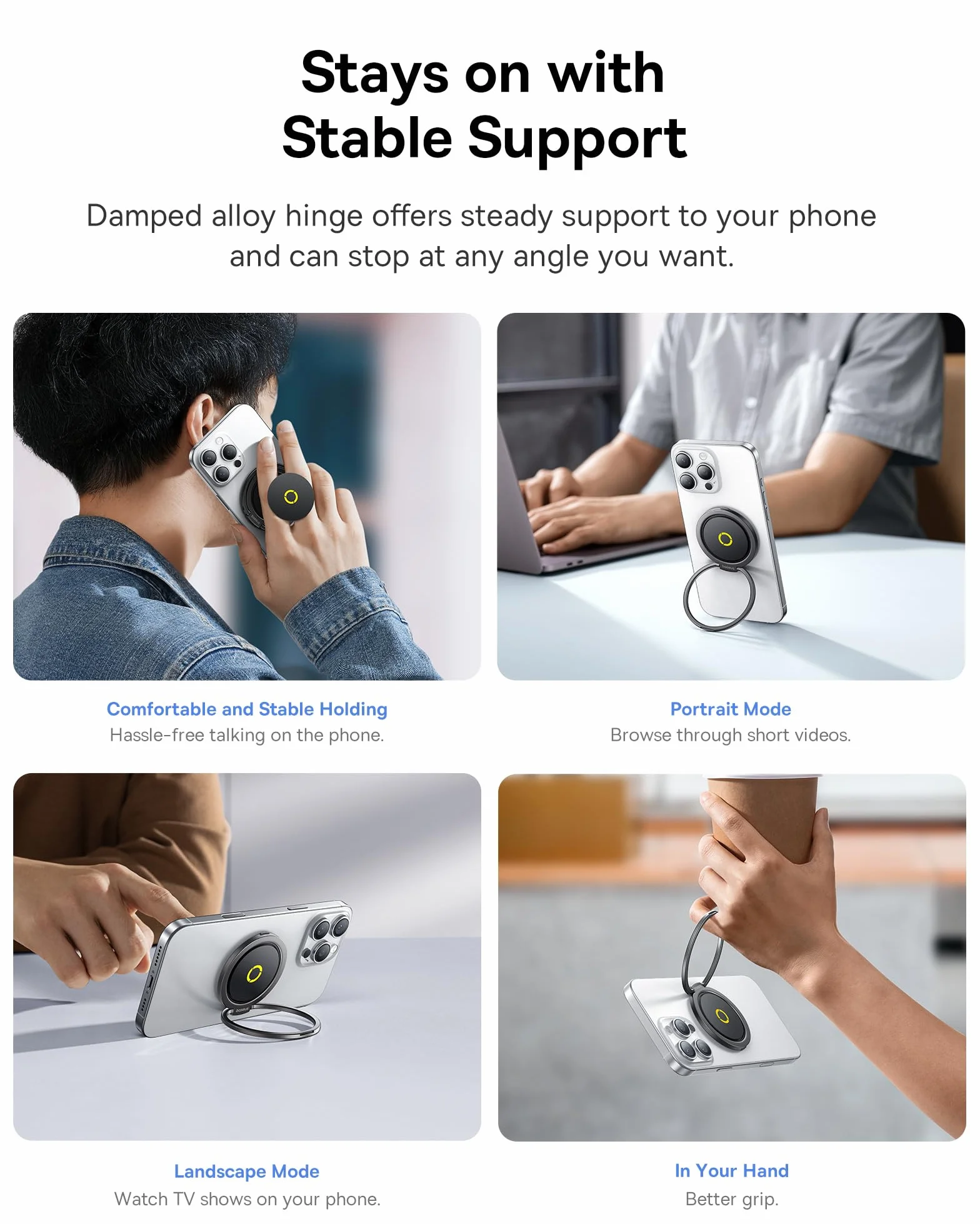 Baseus MagPro II Pierścień magnetyczny do iPhone'a MagSafe, uchwyt magnetyczny 7,5 N, uchwyt obrotowy 360° do iPhone'a 17 16 15 14 13 12 Pro MAX