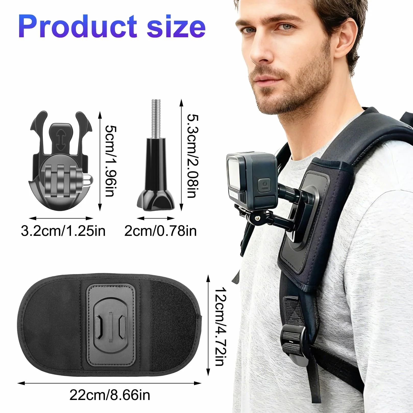 1 zestaw uchwytu paska na ramię do plecaka dla GoPro, uchwyt plecaka, uchwyt paska plecaka, system mocowania do DJI Osmo 360/Action, Insta360 X5, akcesoria do kamery sportowej