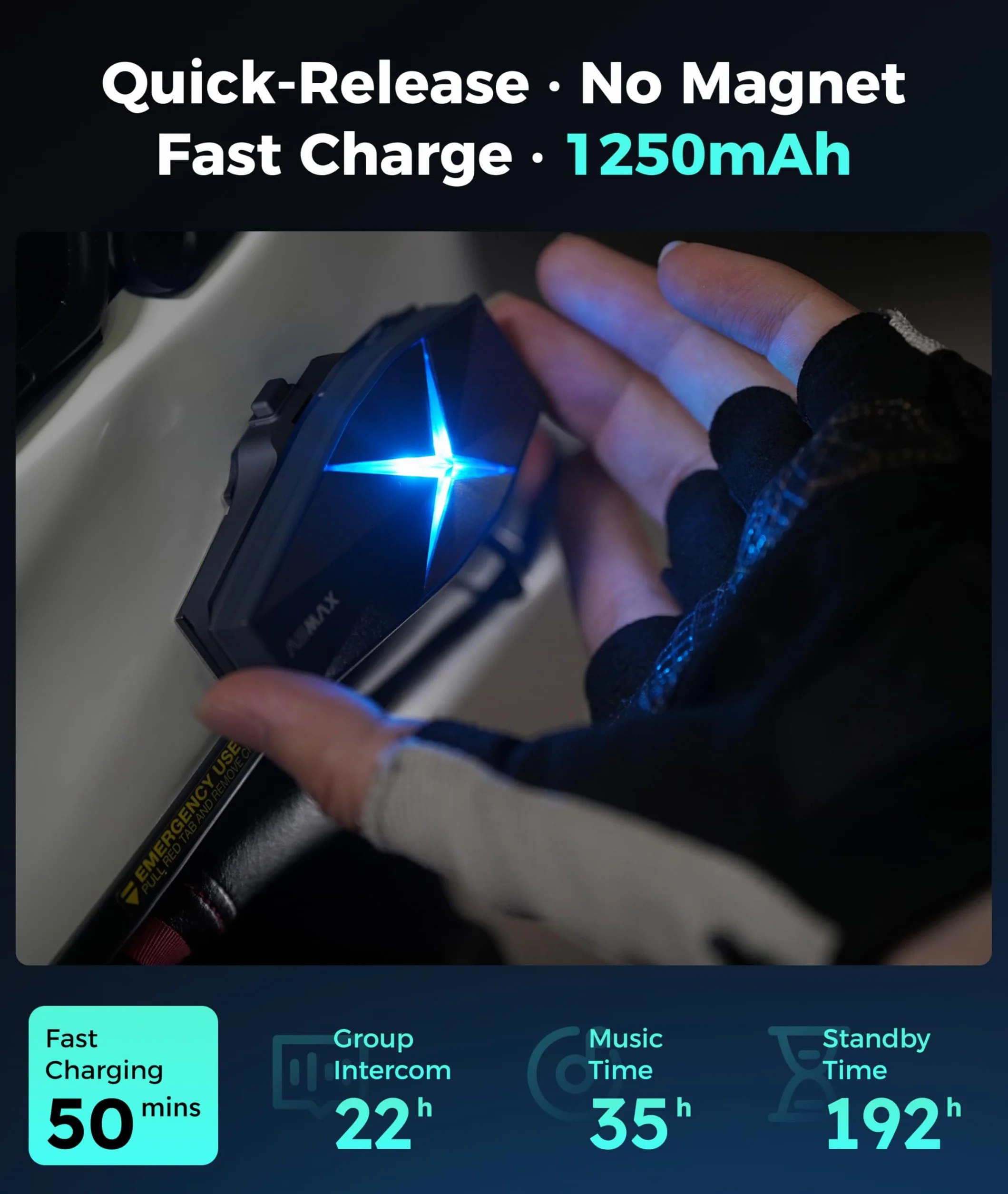 ASMAX F1s zestaw słuchawkowy do motocykla z sterowaniem głosowym, technologią Mesh Intercom dla 10 kierowców, zasięg 8 km, system komunikacji Bluetooth 5.3 z mikrofonem ENC/funkcją odtwarzania muzyki