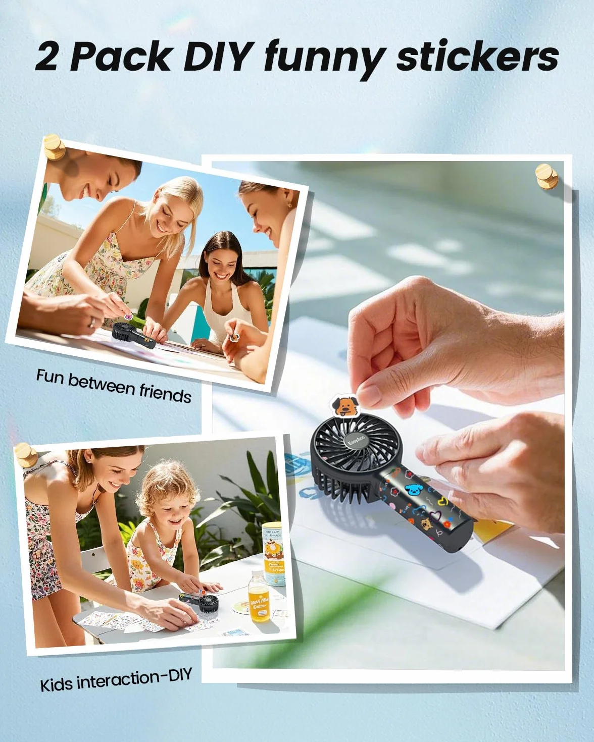 EasyAcc Mini wentylator ręczny 5,5-17 h 3 prędkości odłączaną podstawą smyczą