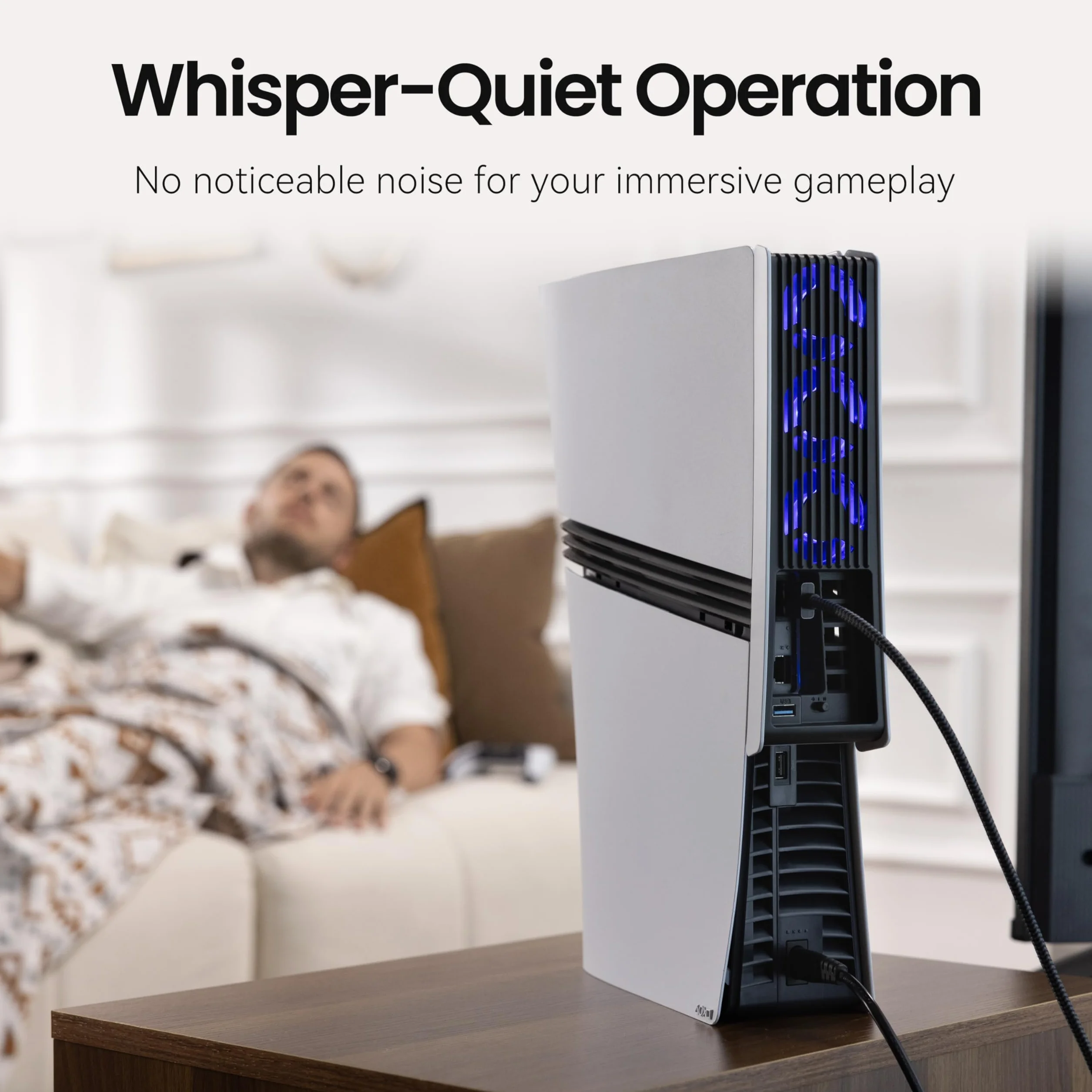 KIWIHOME PS5 Slim wentylator chłodzący z automatyczną regulacją prędkości, LED, USB 3.0