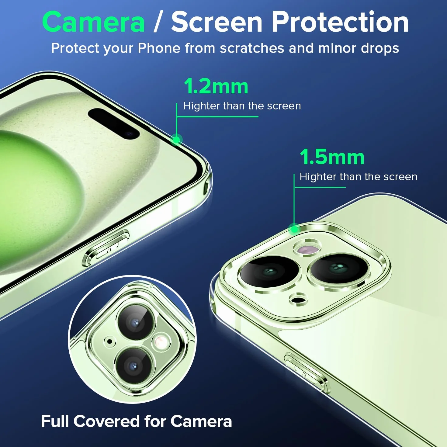 iVoler Zestaw 3 w 1 kompatybilny z iPhone 15 (6,1"). 1 etui + 2 szt. szkła hartowanego. Nie żółknie, ochrona aparatu, cienkie, przezroczyste i odporne na wstrząsy