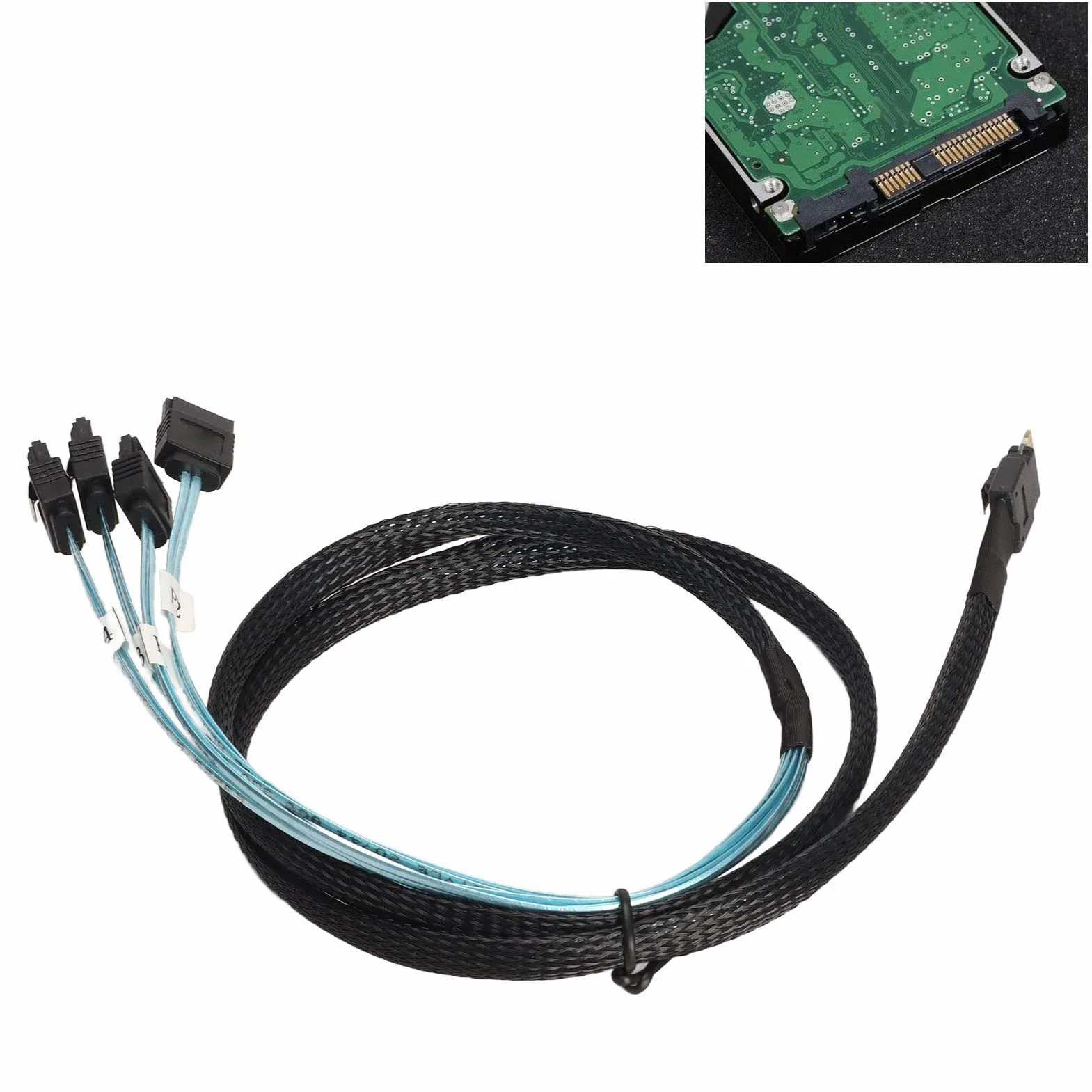 Kabel SAS, SFF-8654 do 4 SATA 7Pin Server Disk Array Cable SF-103 Wbudowany Slim SAS, Mini PVC Akcesoria komputerowe. (1 m / 3,3 stopy)