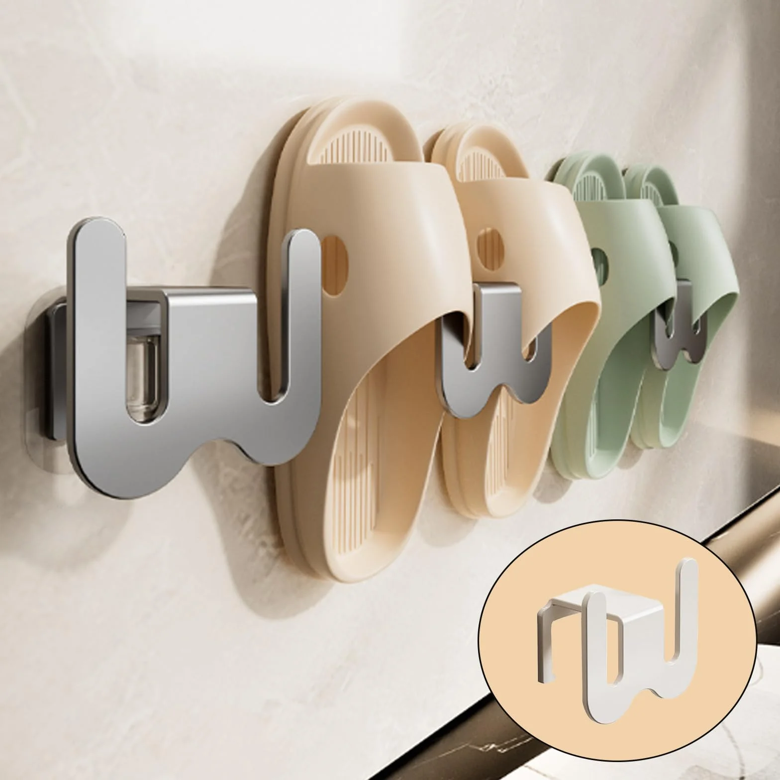 4 sztuki uchwytów na buty, do montażu na ścianie, aluminiowy stojak na buty do drzwi, do wejścia, salonu, łazienki, balkonu (szary karabin, biały)