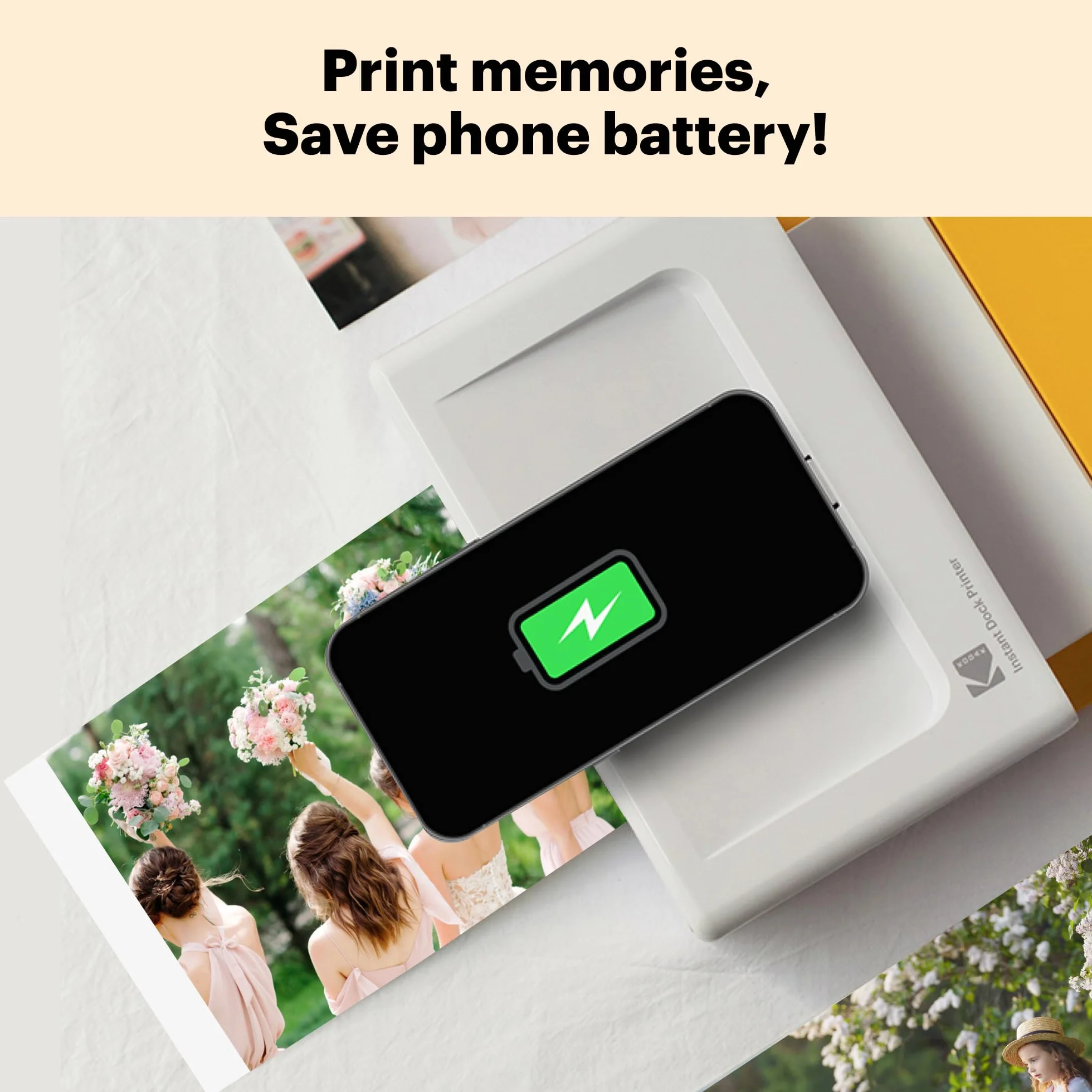KODAK Dock Plus PD460 Zestaw 90 przyborów fotograficznych i akcesoriów, przenośna drukarka fotograficzna do smartfonów, natychmiastowe rysowanie zdjęć 10x15cm, iOS i Android, Bluetooth i Docking -