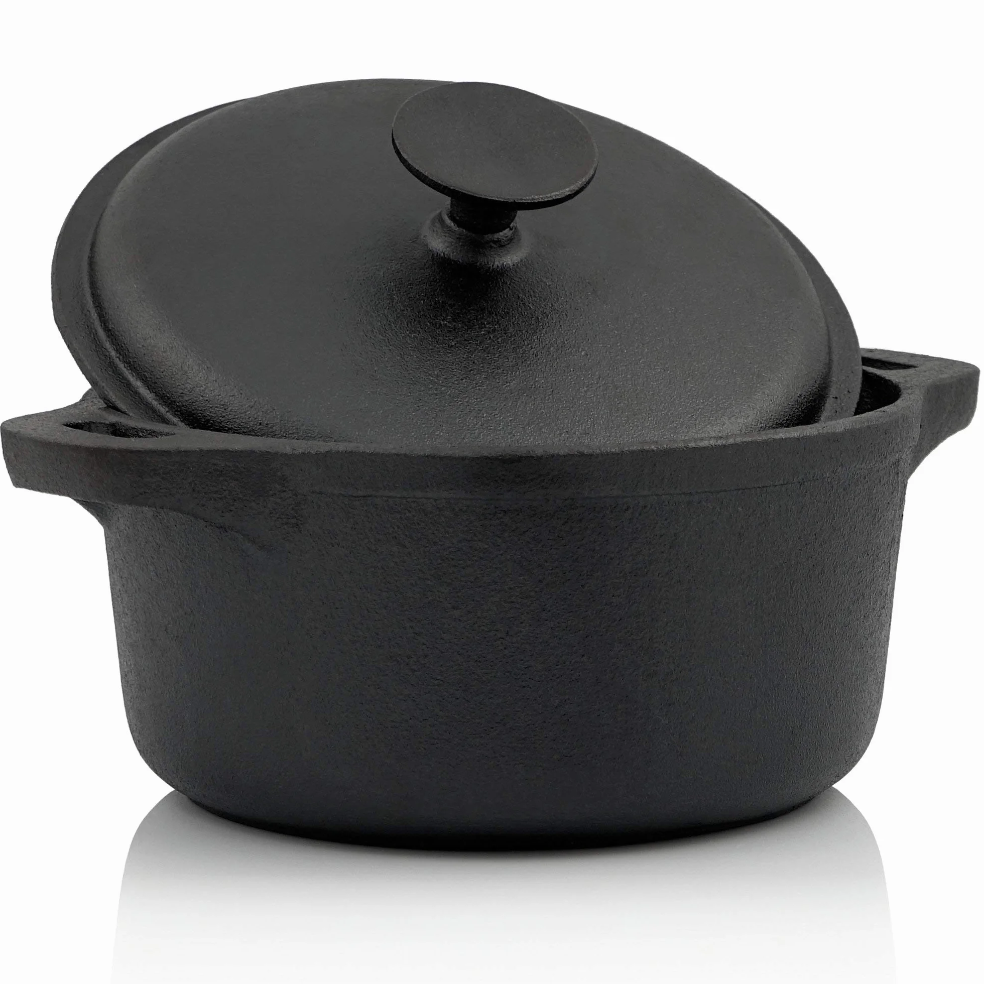 BBQ-Toro Żeliwny garnek Cocotte | 2,7 litry i 4 litry | czarny, okrągły | garnek do pieczenia z pokrywką | garnek z pokrywką z żeliwa | żeliwny garnek do pieczenia do grilla i piekarnika | garnek