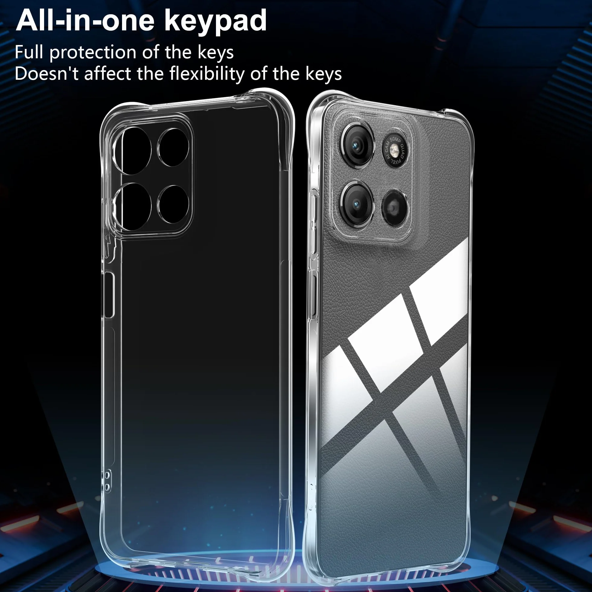 Tieeyivv Etui na telefon komórkowy do Motorola Moto G15/G15 Power z folią ochronną na ekran ze szkła hartowanego, przezroczysta osłona TPU, łagodna, przejrzysta osłona na telefon [Ochrona kamery]