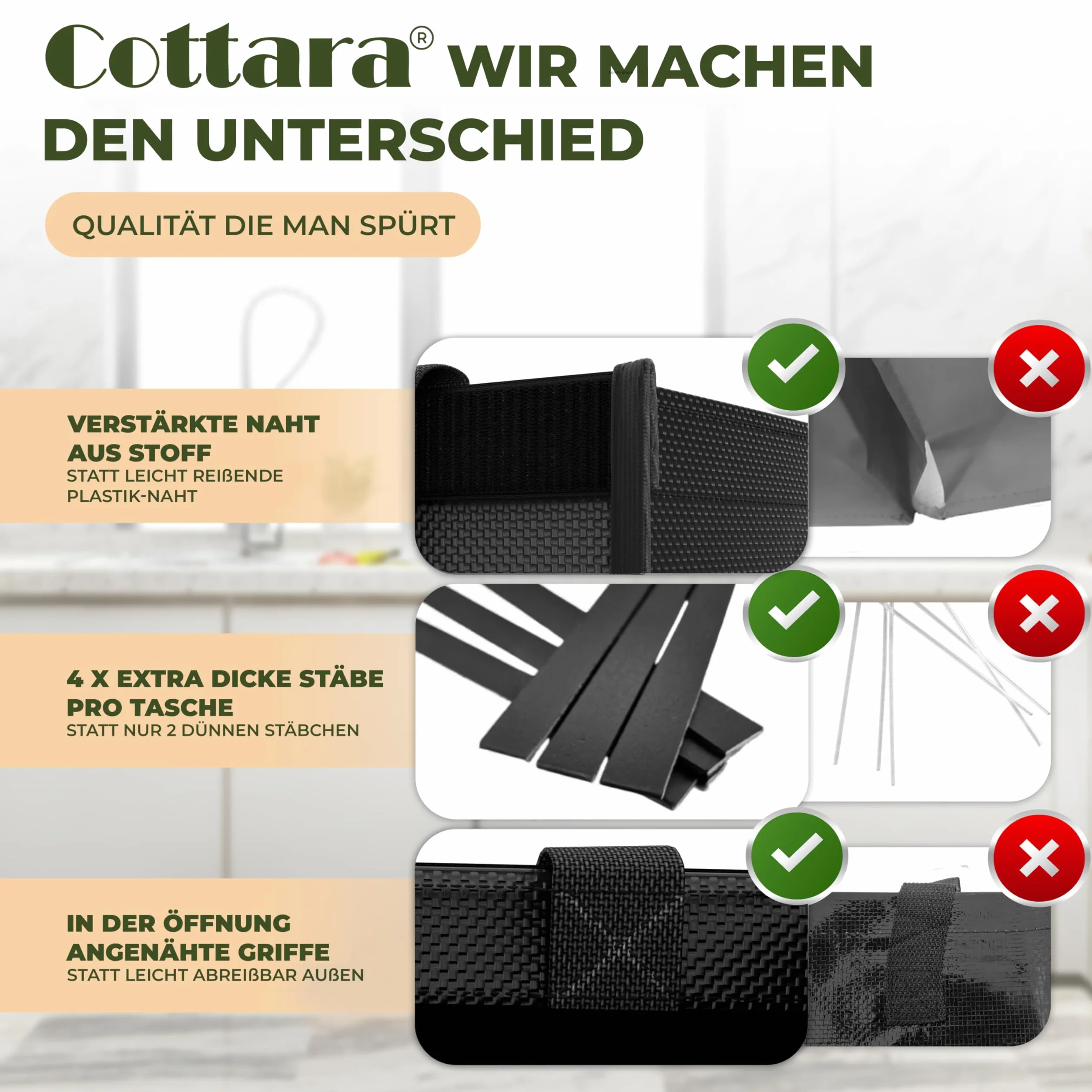 COTTARA 3-krotny system segregacji śmieci plastik szkło papier stabilna podstawa