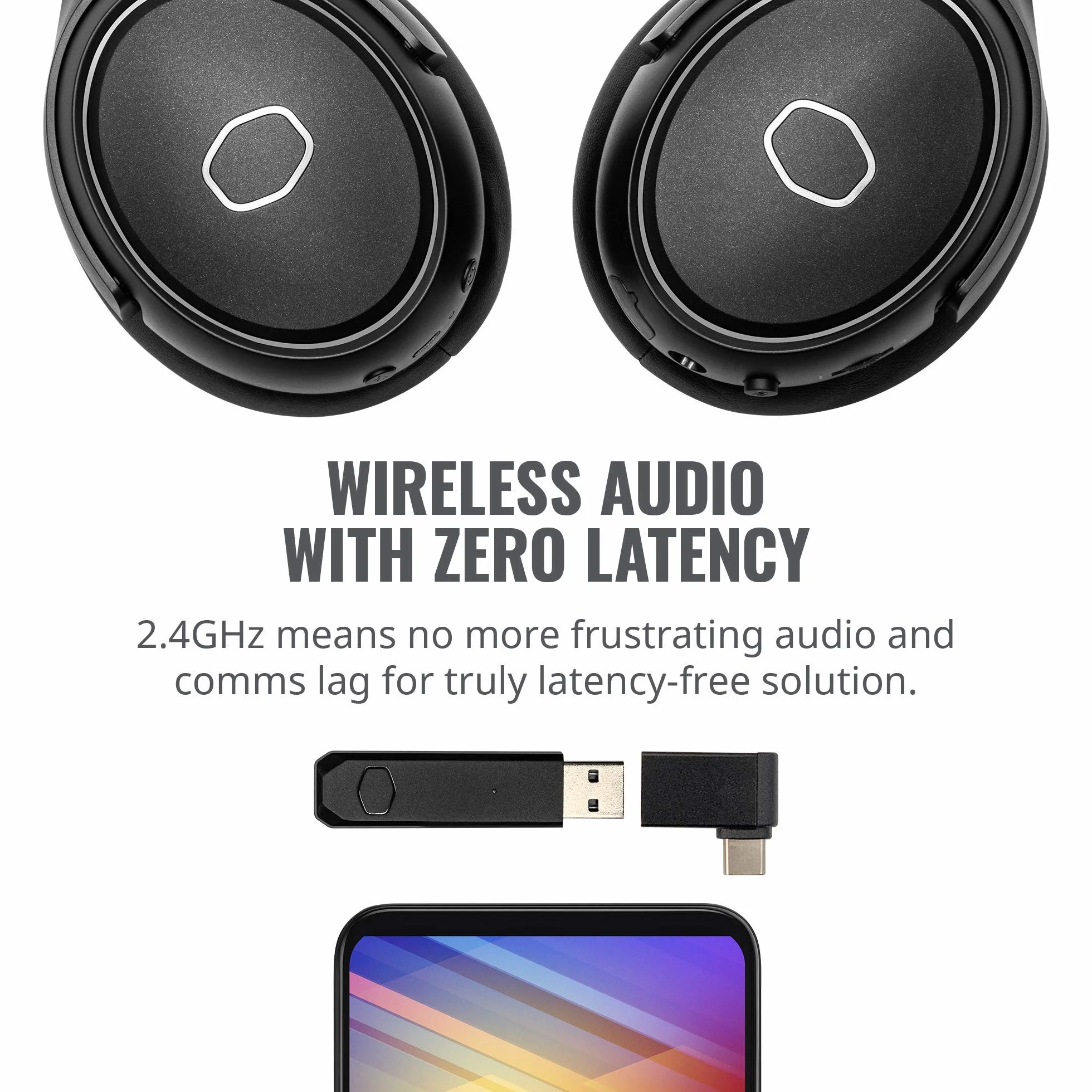 Cooler Master MH670 Wireless Gaming Headset with Virtual 7.1 Surround Sound - PC & Console Compatible with 50mm Neodymium Audio Drivers, Ultra-Clear Boom Mic and Portable Frame - USB Type A/C / 3.5mm