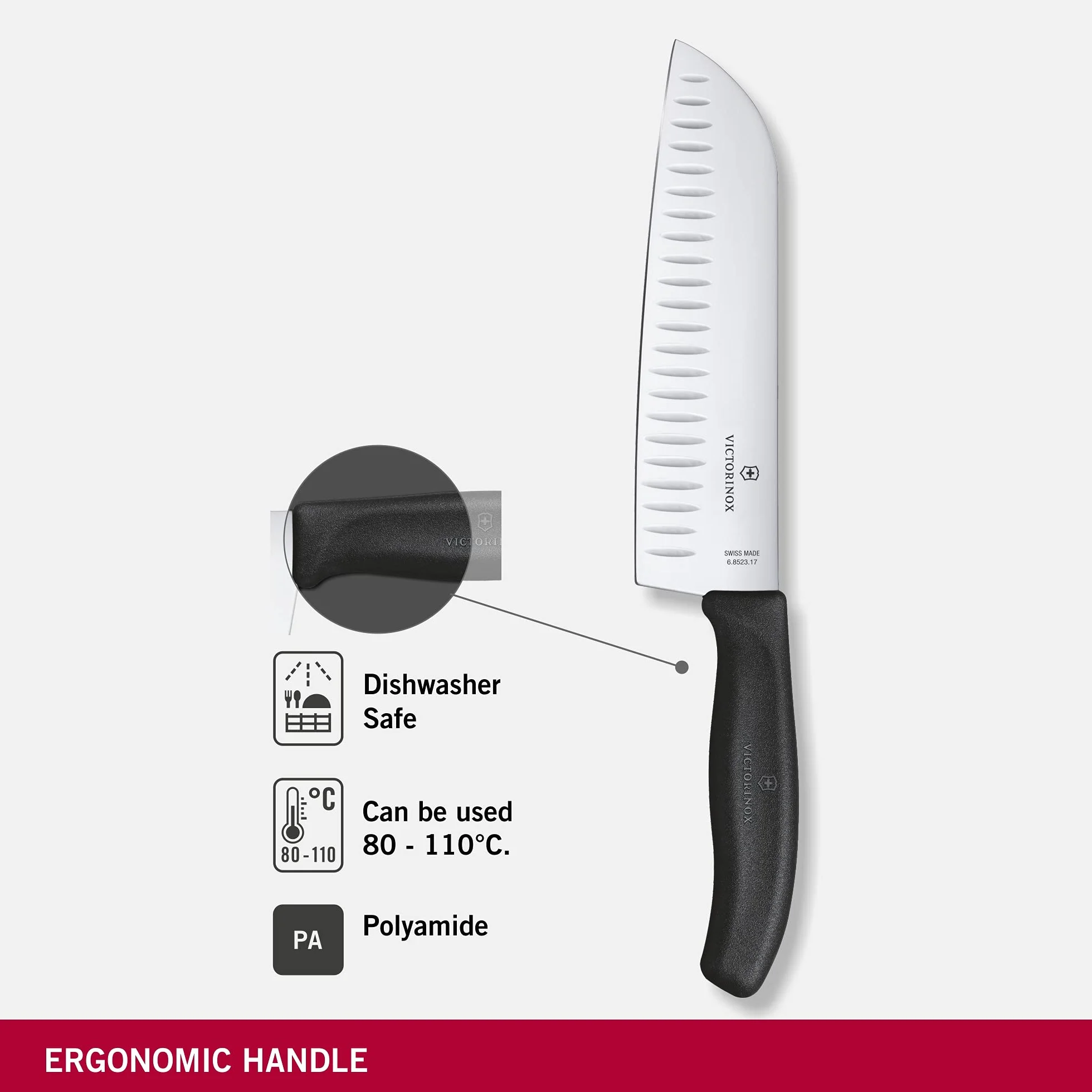 Victorinox Swiss Classic Profi Santokumesser 17 cm Rostfreier Stahl schwarz