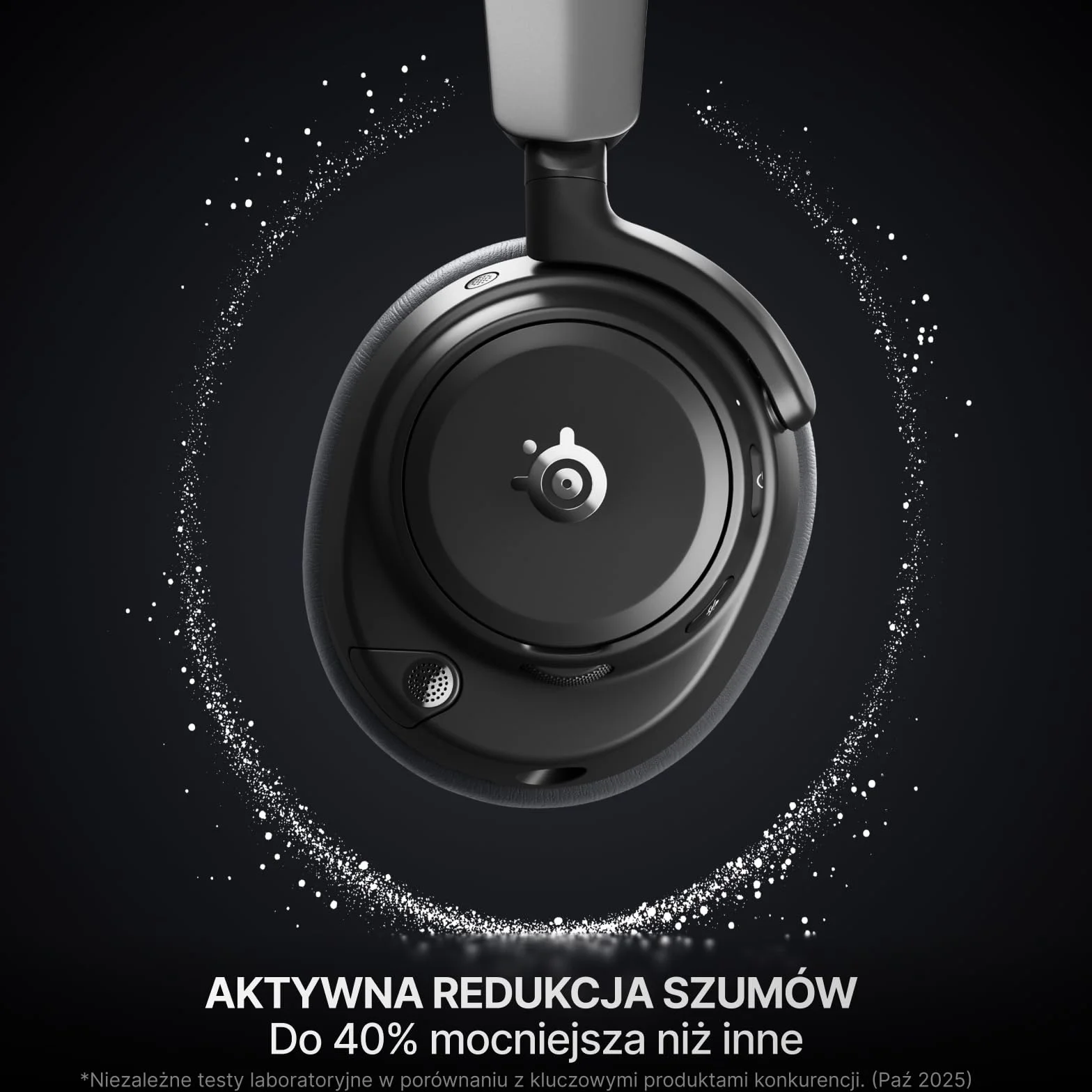 SteelSeries Arctis Nova Pro Omni – Bezprzewodowy dźwięk Hi‑Res, 96kHz/24bit, ANC, mikrofon ClearCast Pro, redukcja szumów AI, aplikacja mobilna, Mix 2,4GHz + BT, OmniPlay PC+PlayStation+Xbox – Grafit