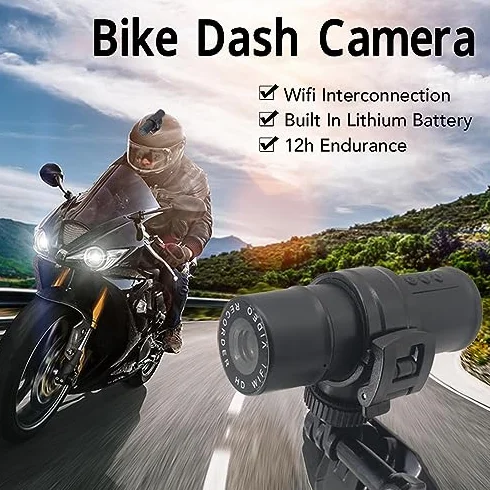 Kamera na Kask Motocyklowy, Kamera na deskę rozdzielczą Kamera na Kask 1080P 120 Stopni Szerokokątny Wifi Mini Zewnętrzna Kamera Sportowa na Rower Motocykl Akcesoria do Kasku