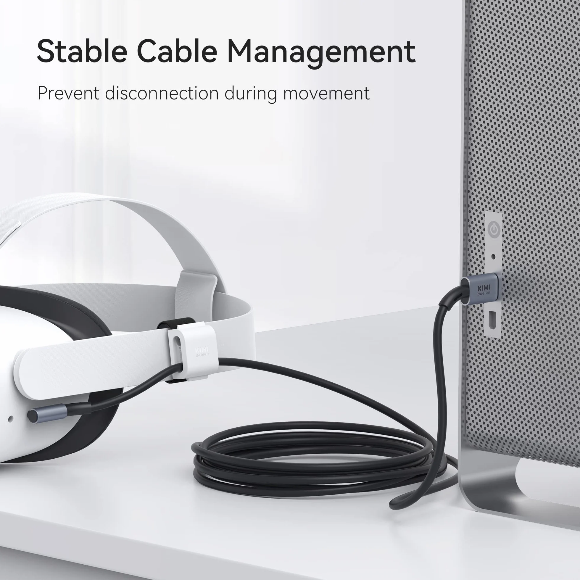 KIWI design Kabel łączący 5 metrów kompatybilny z Quest 3/2, z klipsem na kabel