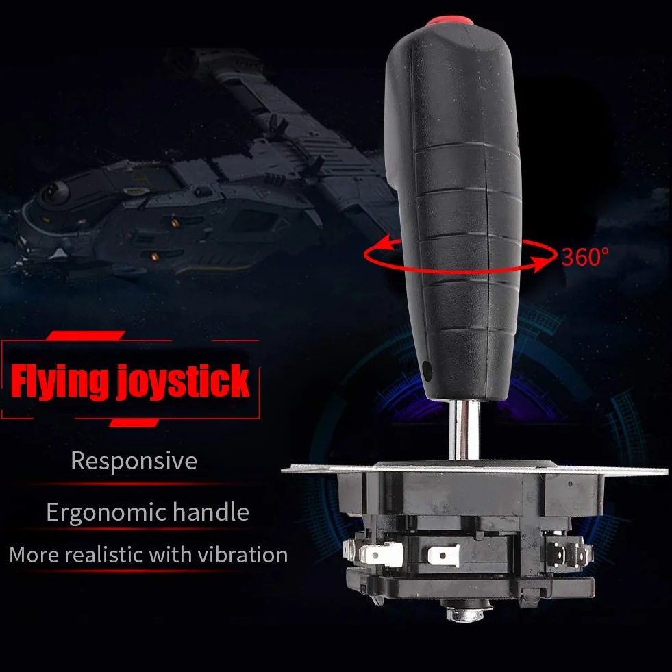 Joystick 8-drożny kontroler do gier, symulacja gier komputerowych, joystick z przyciskiem Top do gier lotniczych, czarny, czerwony