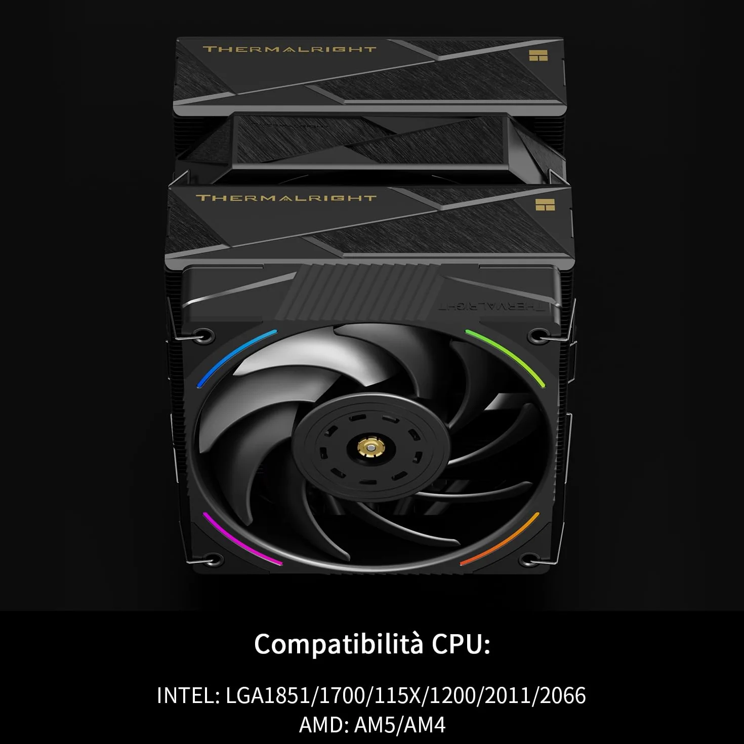 TR - Royal Pretor 130 Ultra Black Chłodnica procesora, 7 radiatorów Heatpipe, chłodzenie procesorem, czarna szczotkowana górna pokrywa, do Intel LGA115X/2011/1700/1851, platform AM4/AM5, podwójne