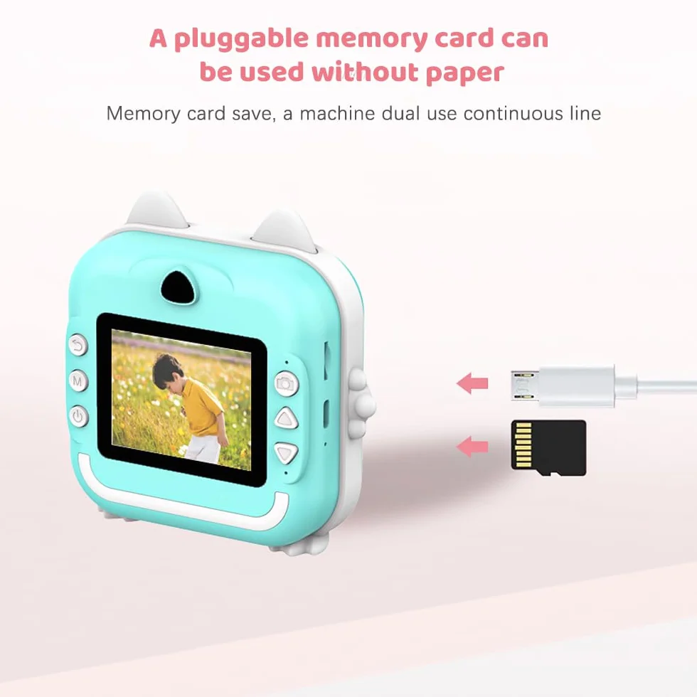 Andoer Aparat dla dzieci, aparat natychmiastowy, z ekranem o przekątnej 2,4", z czytnikiem kart, karta pamięci 32 GB, prezent dla dzieci w wieku 3-14 lat (różowy)