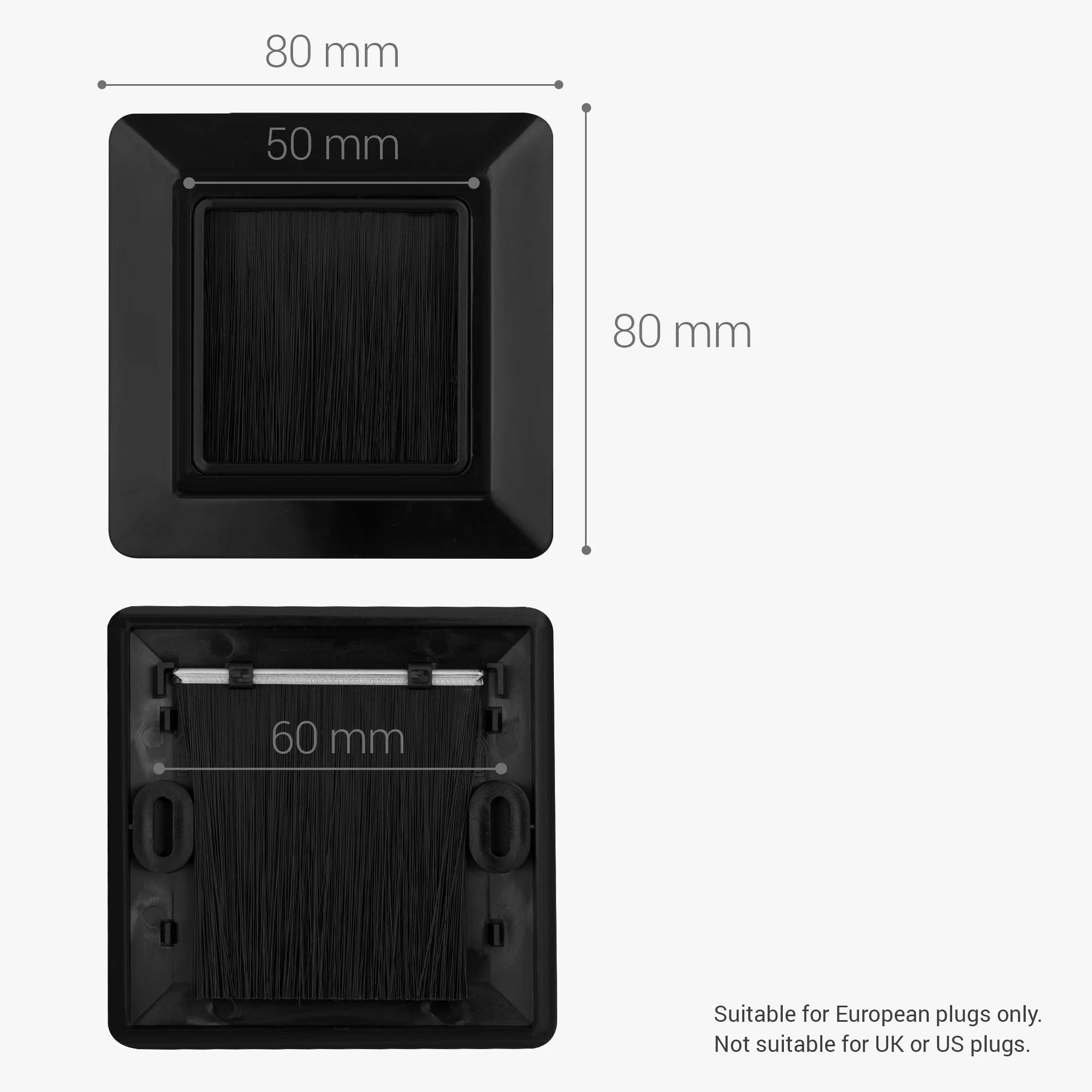 kwmobile Płyta ścienna Szczotka - Zestaw 2 x Przejściówka na kable Wyjście audio - Gniazdo podtynkowe do HDMI Hi-FI HDMI TV