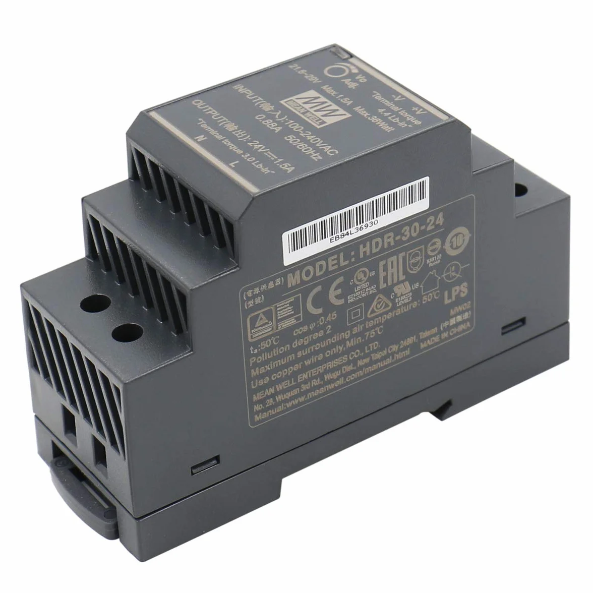 MEANWELL Zasilacz impulsowy na szynę DIN 36W 24V/1.5A