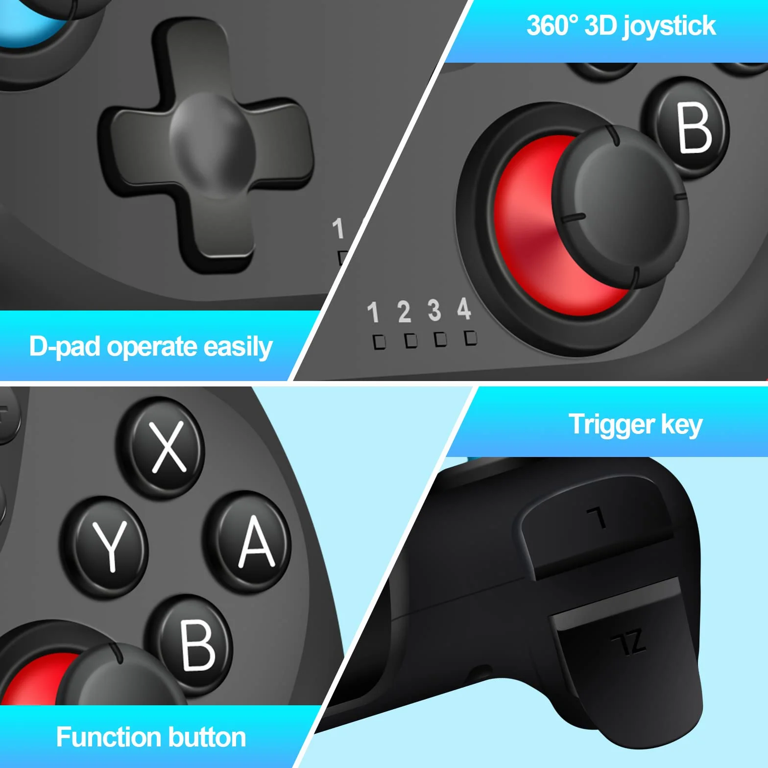 [2024 New Version] Controller For Switch – Wireless Pro Controller for Switch Lite – Turbo & Dual Vibration